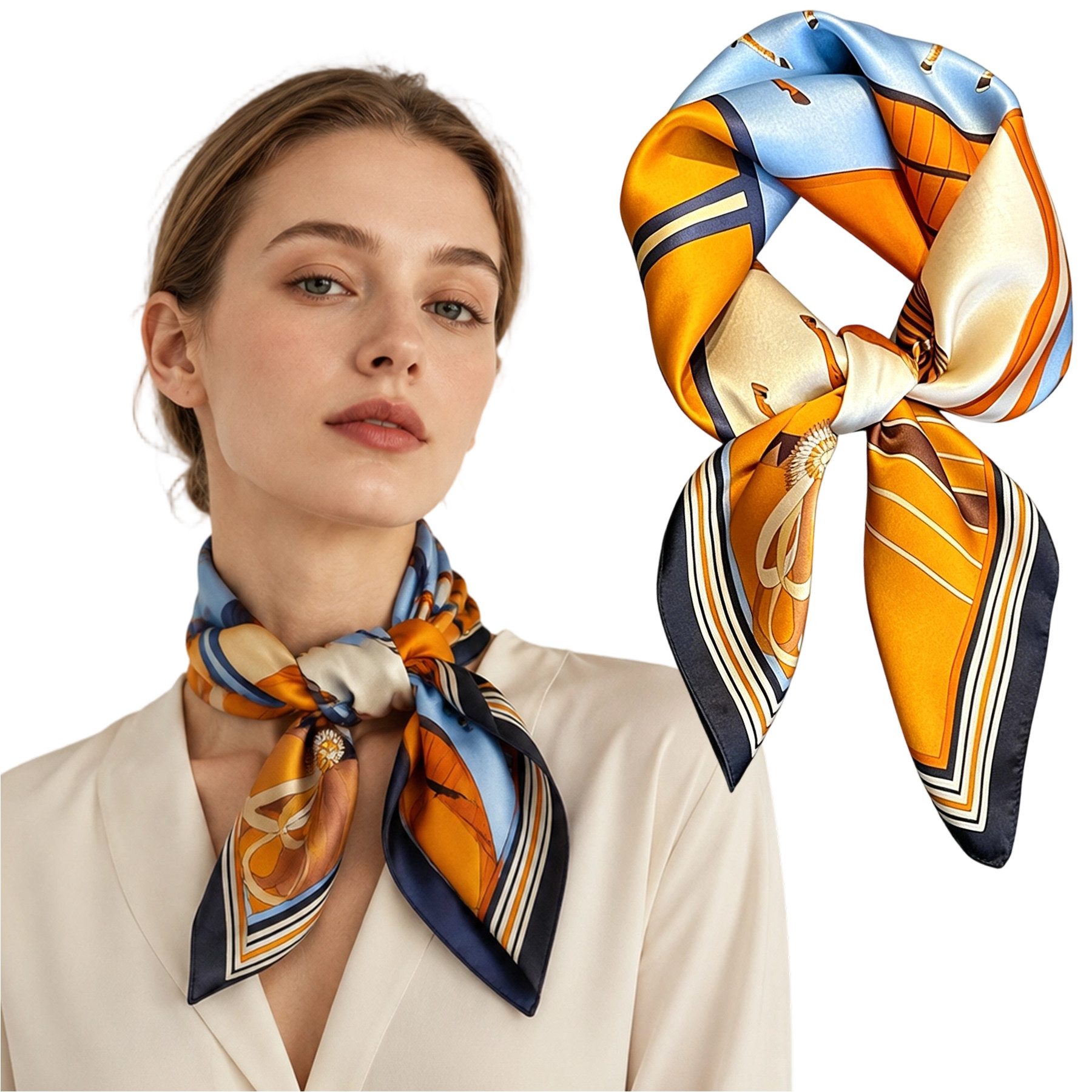 Mutig Seidentuch 100% Maulbeerseide Halstuch Damen, (elegantes quadratisches Seidentuch 68 x 68 cm, elegantes quadratisches Seidentuch 68 x 68 cm, Satin Nickituch Bandana), Kopftuch für Haare, Hals und Tasche