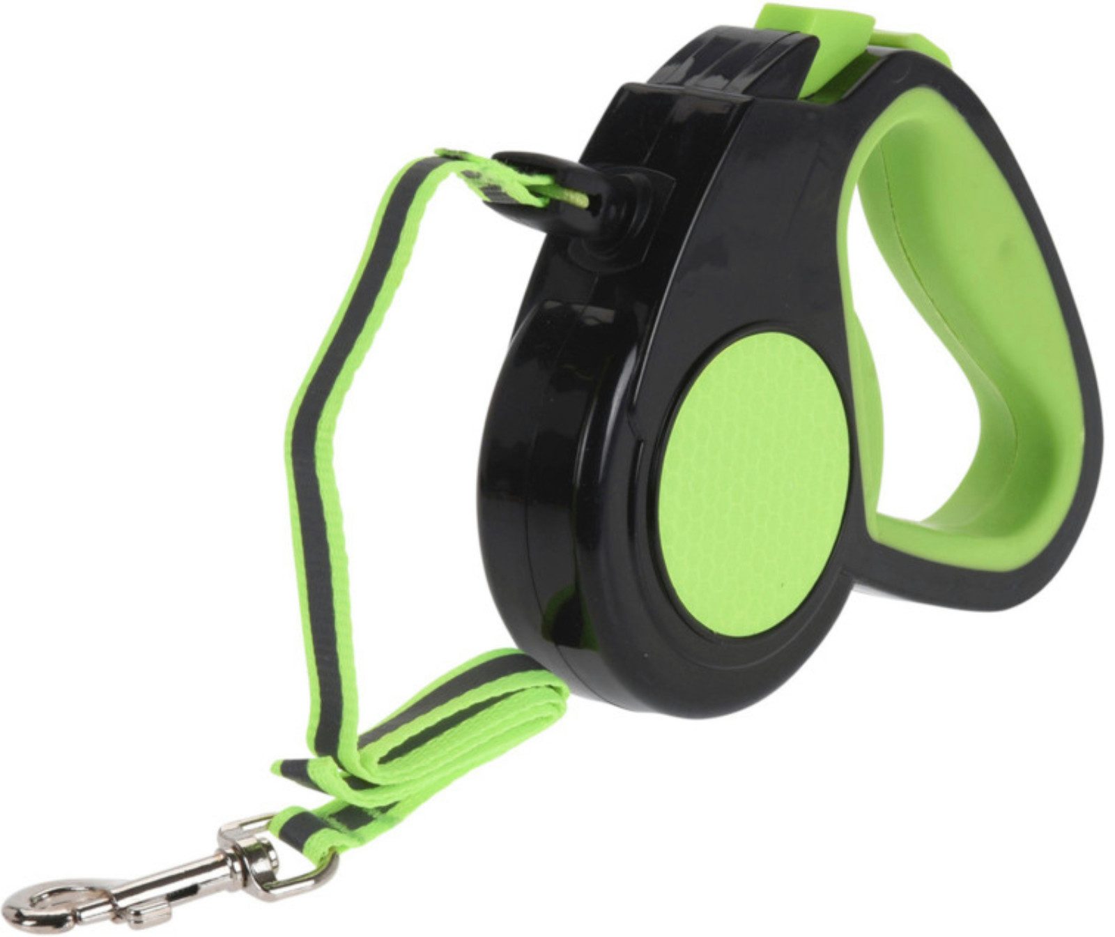 Koopman Hundeleine Rollleine Haustierleine Leine 3m Kunststoff Grün Leuchtend, Kunststoff (Stück, 1-tlg., Packung), für kleine Tiere, Neonfarbend, bis 10kg, Reflektoren, Kompakt