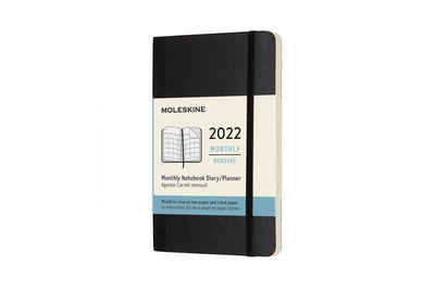 MOLESKINE Buchkalender, 12 Monate Monats-Notizkalender 2022 - Weicher Einband - Englischer Kalender - 1 Mo = 2 Seiten - Schwarz