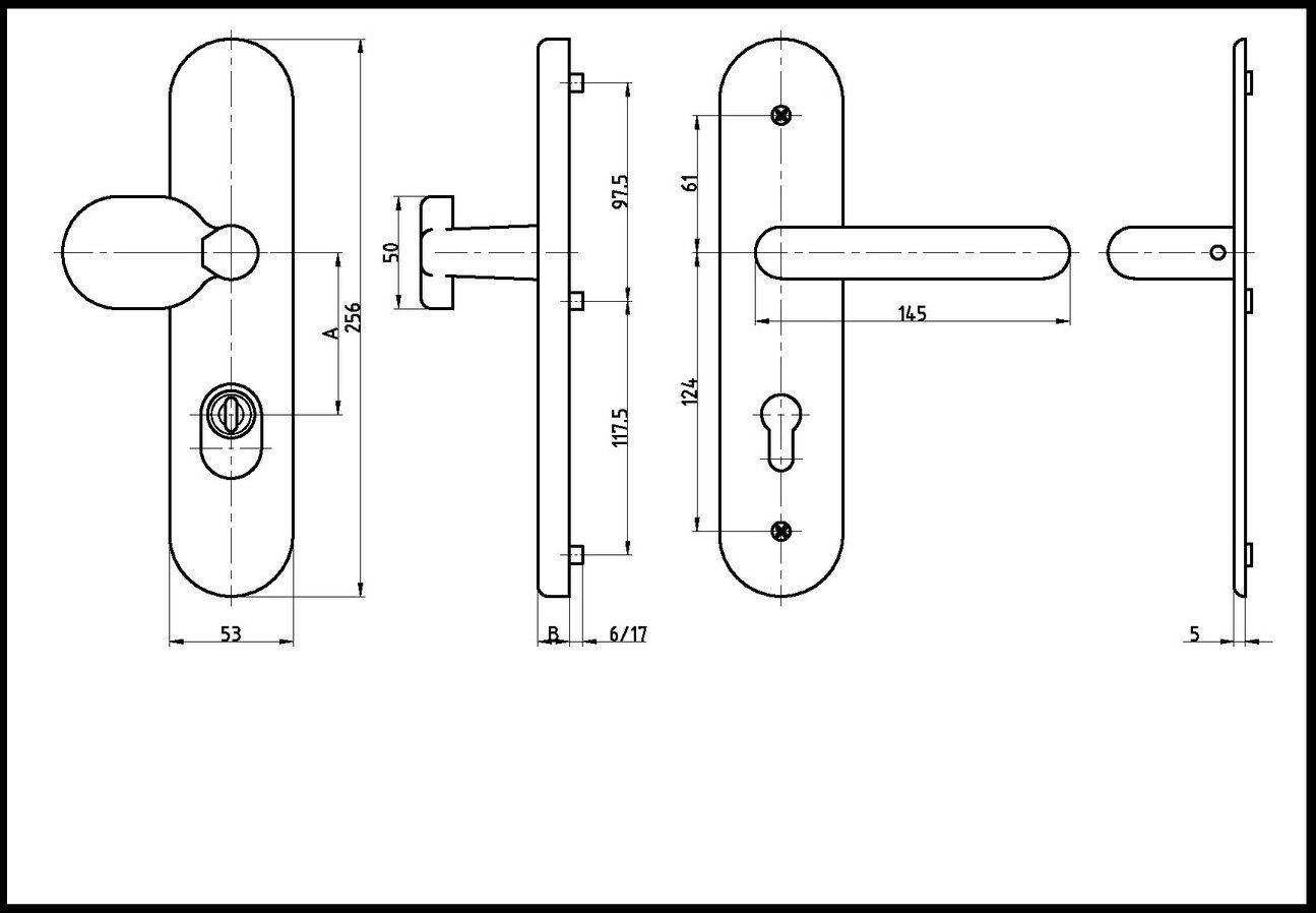 Schutz-Wechselgarnitur SB mit 7500 - Knauf Alu außen, ZA, abgerundet, ES1 BASI Zylinderabdeckung Langschild F1