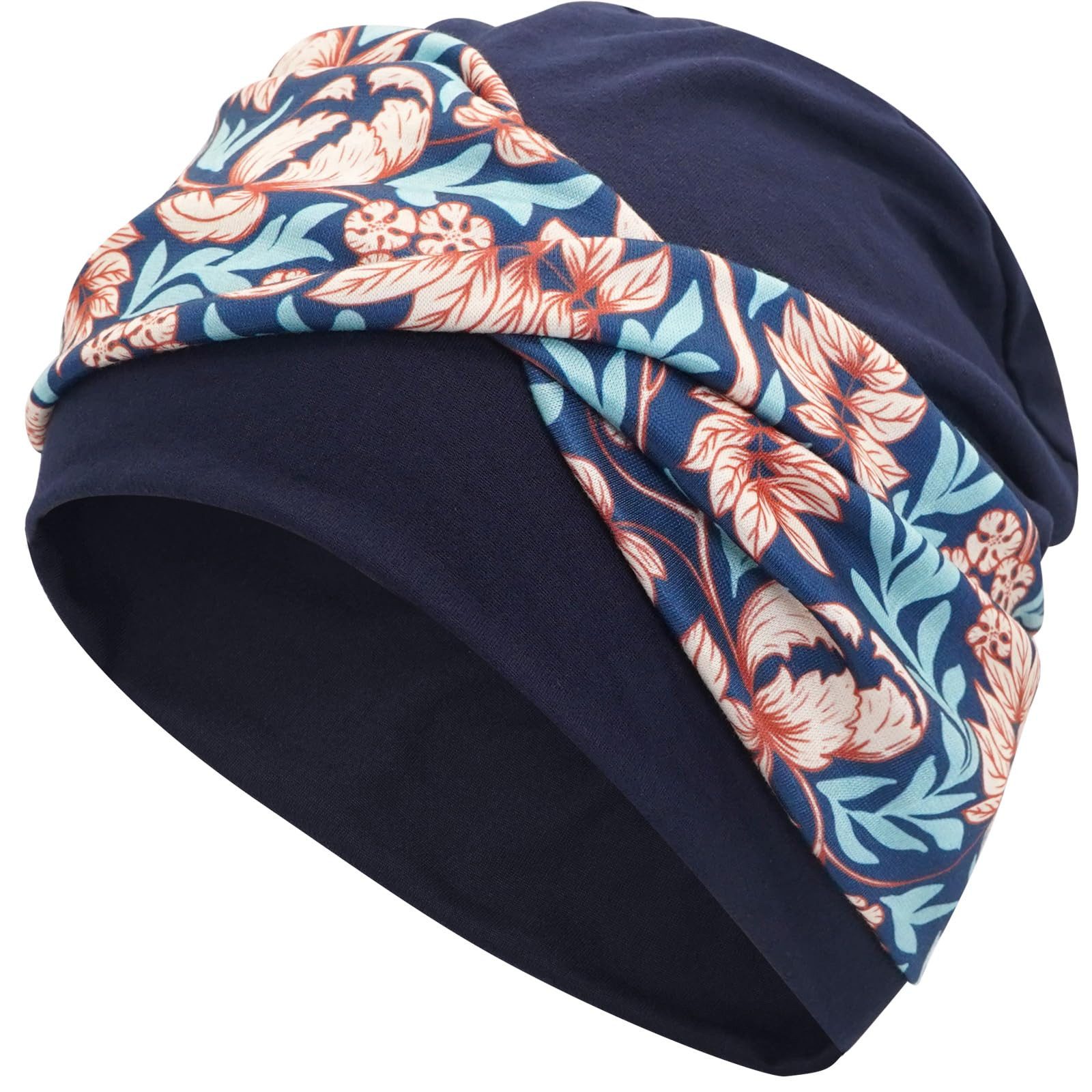 nsihing Turbanmütze Turbanmütze Damen, Boho Blumenmuster, Elastische Kopfbedeckung Weich, Atmungsaktiv & Bequem für Alltag und Freizeit