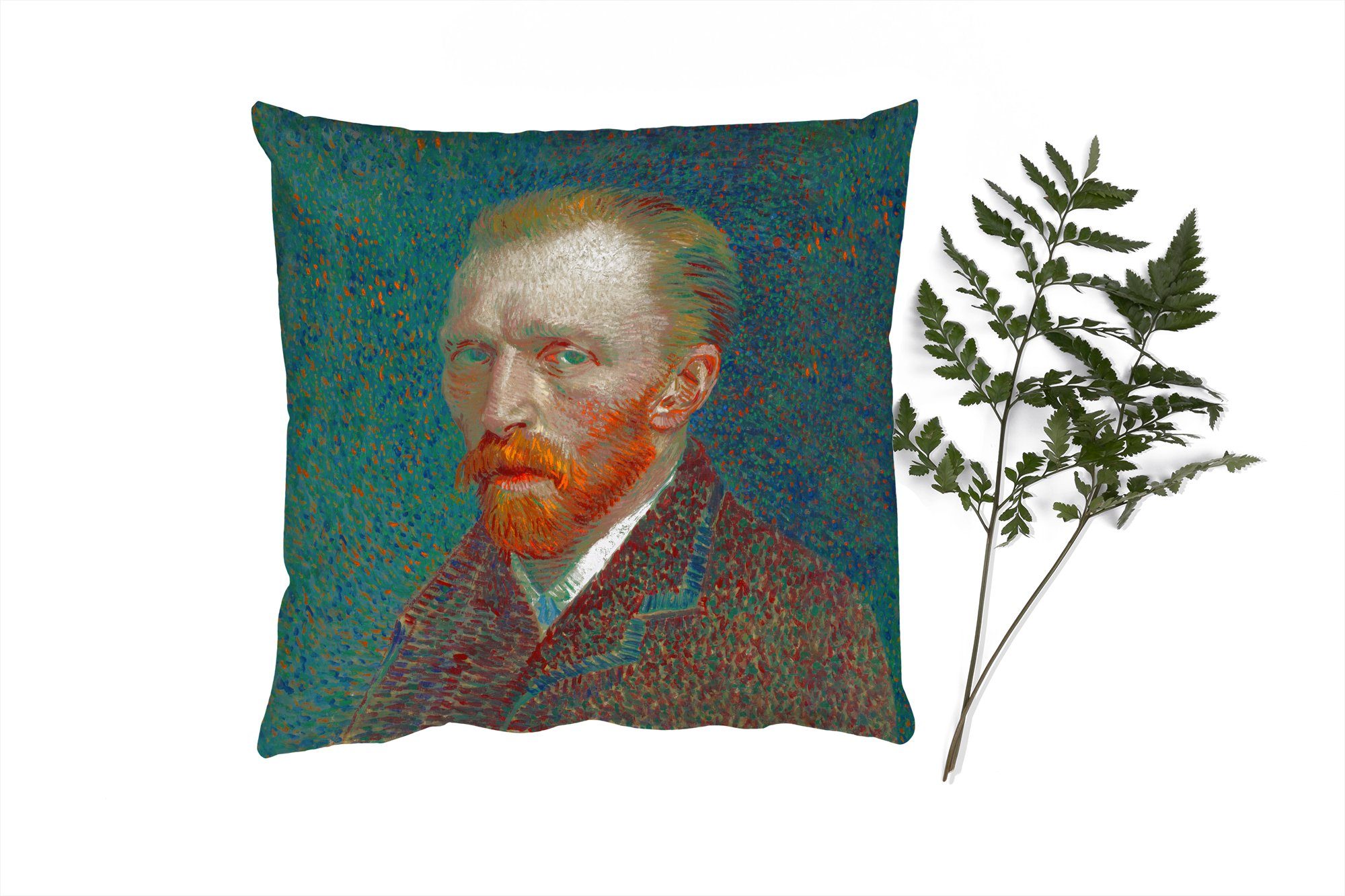 MuchoWow Dekokissen Kunst - Van Gogh - Alte Meister - Selbstporträt, Zierkissen mit Füllung für Wohzimmer, Schlafzimmer, Deko, Sofakissen