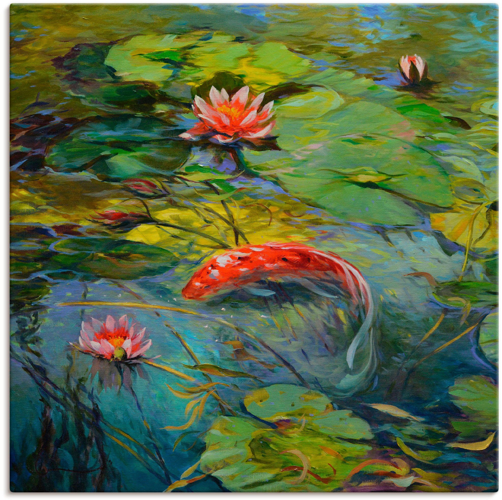 Artland Leinwandbild Roter Koi, Wassertiere (1 St), auf Holzrahmen gespannt