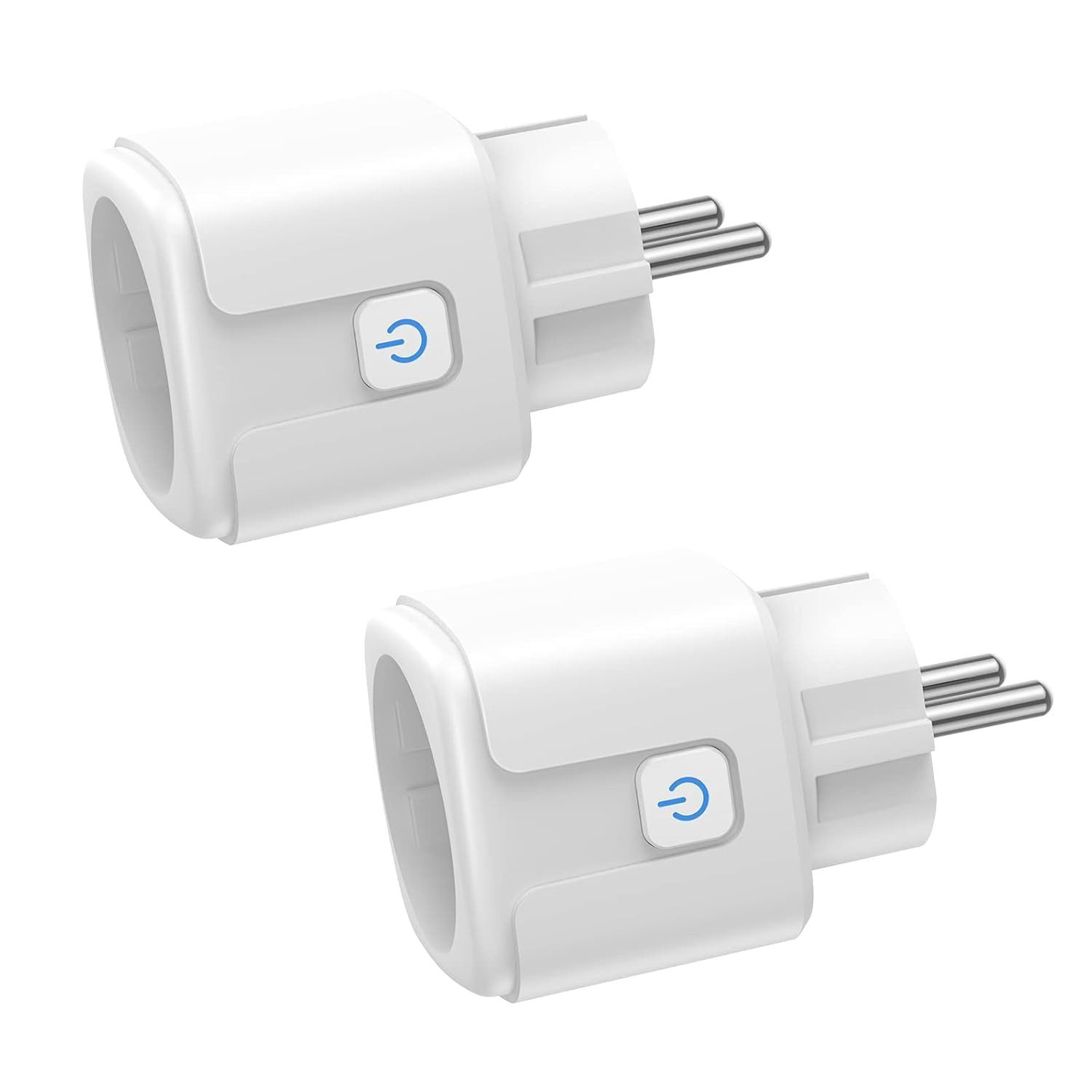 FELIXLEO Smart WLAN Steckdose 2 Stueck 16A 3680W Strommessung APP Fern Weiss Einbau-Tischsteckdose