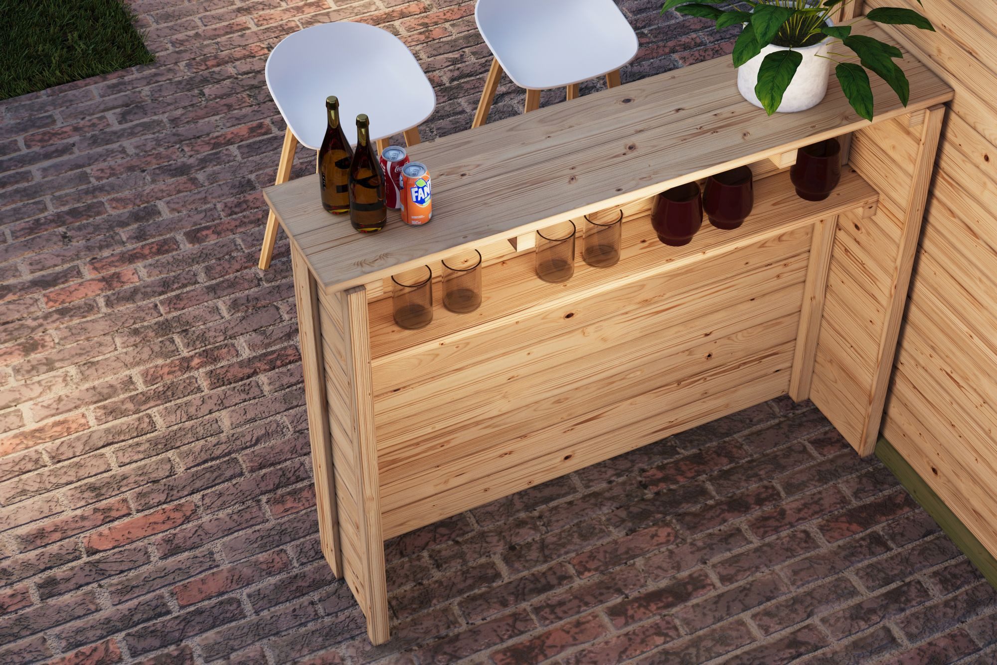 Karibu Stehtisch Holztheke Poolbar 28mm Stärke, Hergestellt in Deutschland, 165 x 39,5 x 124 cm
