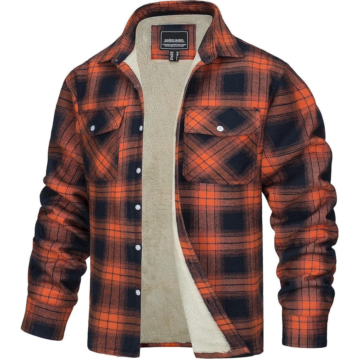 LuxusKollektion Hemdjacke Thermohemd Herren Flanell Holzfällerhemd Winter 3XL Orange