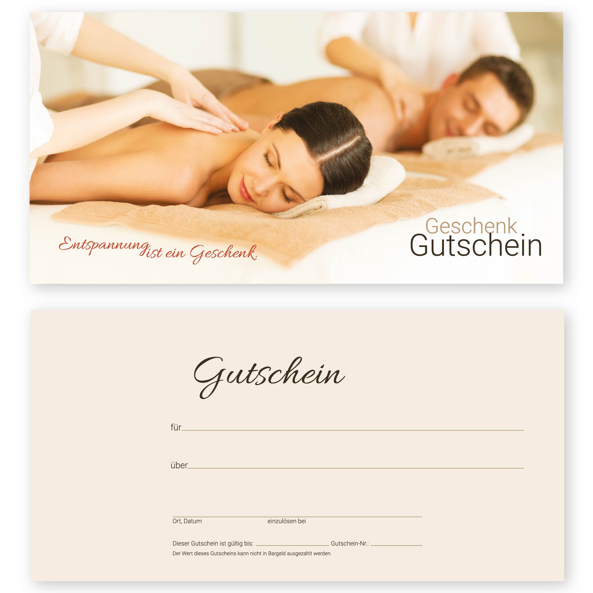 Geschenkkarte 50 Gutscheinkarten für Massage, Spa & Wellness zum Verkaufen