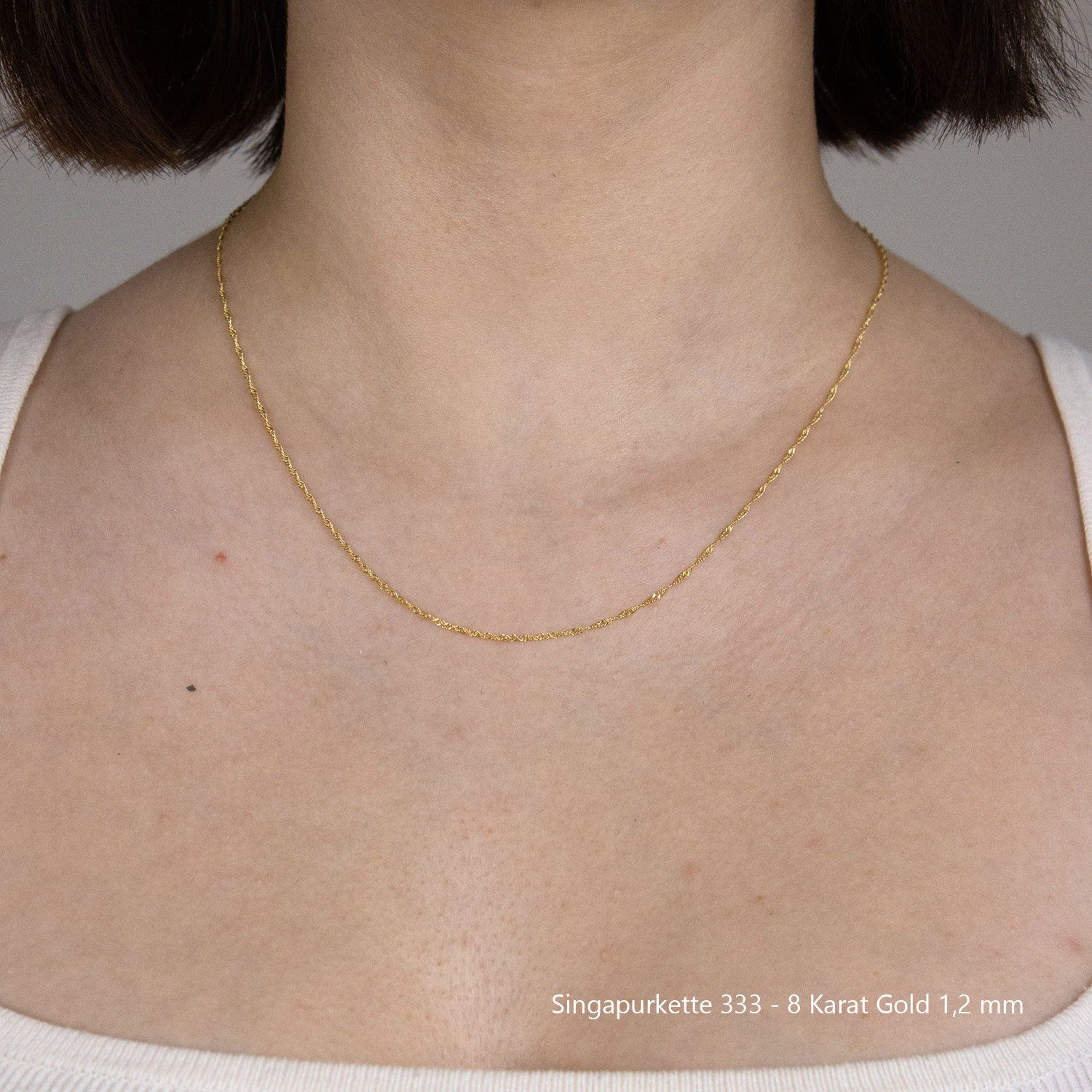 HOPLO Goldkette Goldkette Singapurkette Halskette 1,2 mm 42 cm 333 - 8 Karat Gold, Made in Germany – Bild 4 von 5