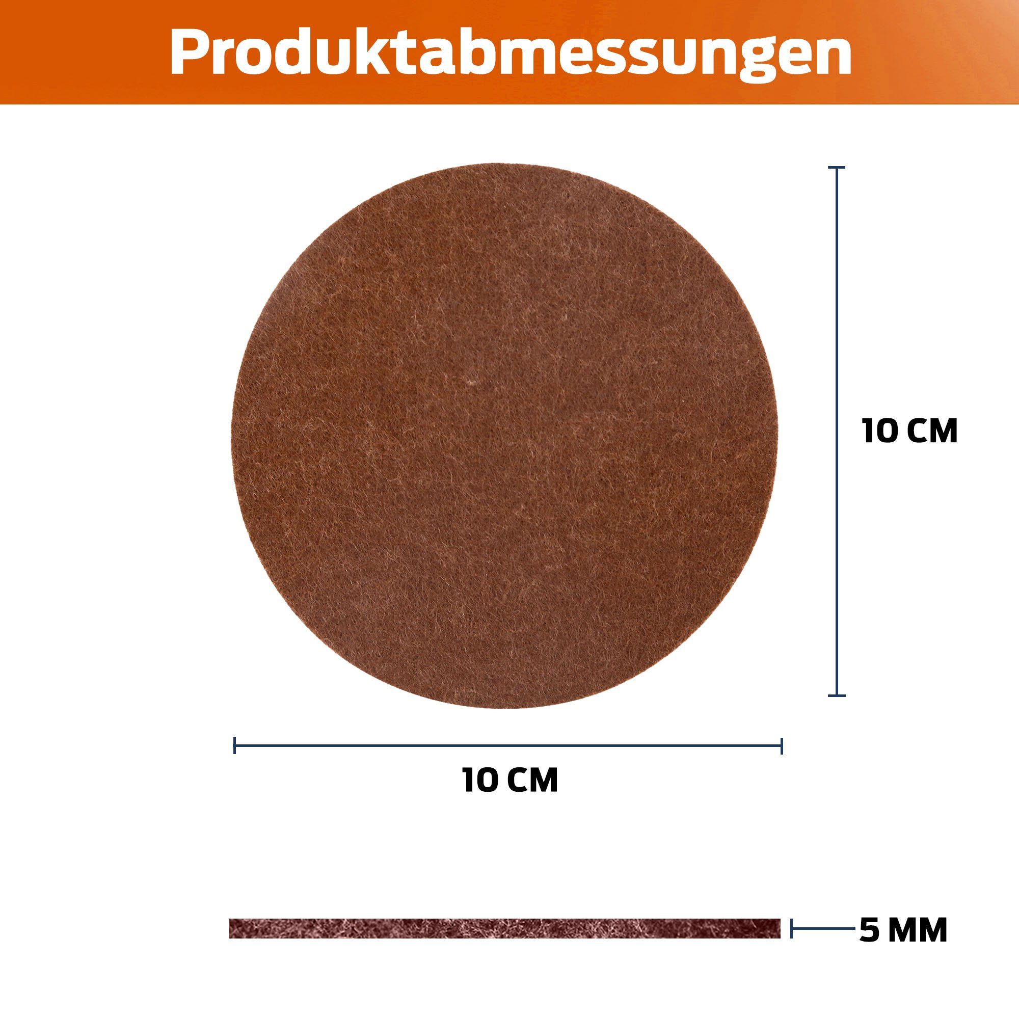 10 Filz für Set Getränkeuntersetzer wortek Zubehör Rund 10-tlg., Braun 10er waschbare Box, Filz-Untersetzer cm Glasuntersetzer Gläser, Gläser Tisch für Tischuntersetzer Gläser Getränke, - für Ø aus Bar, & + Set,