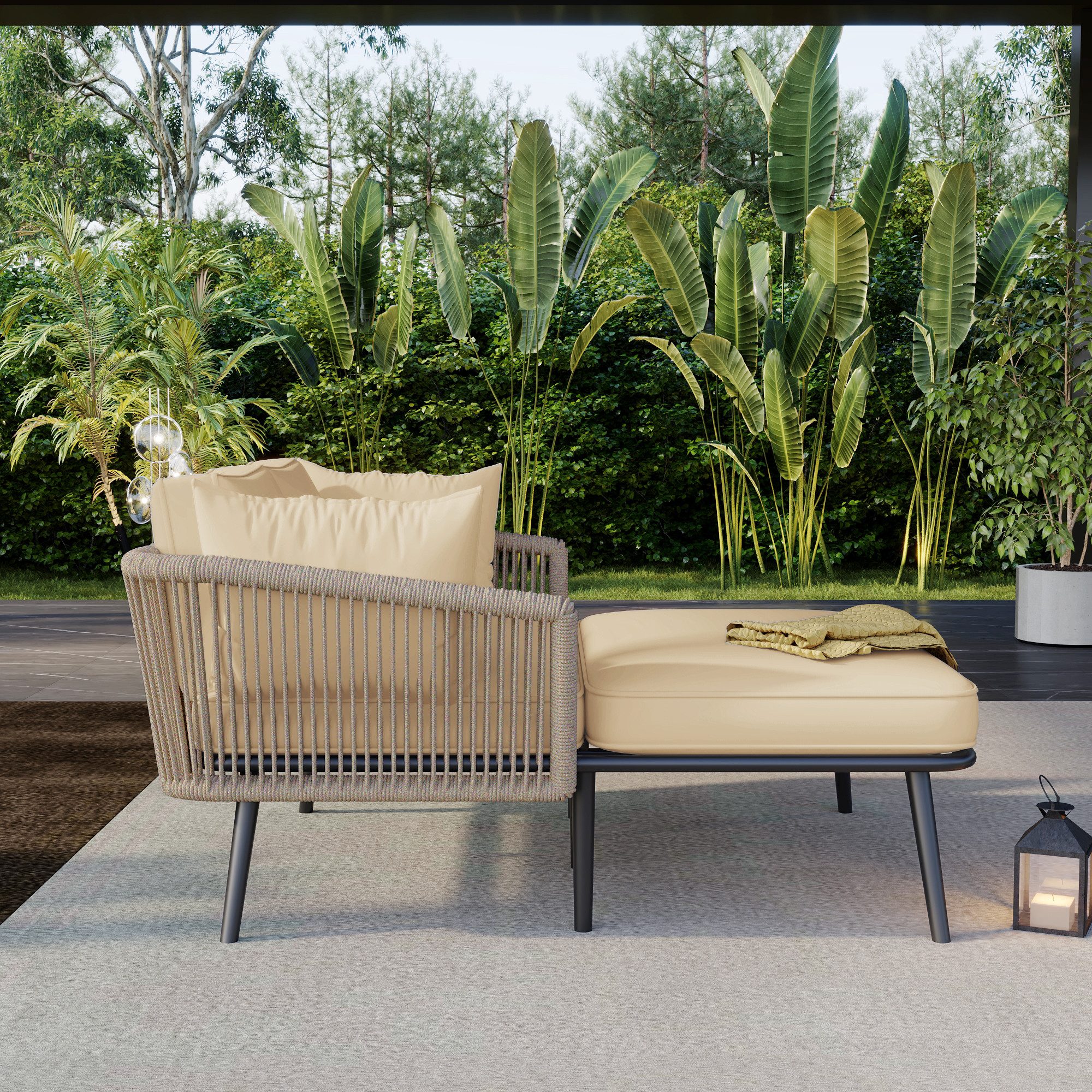 OKWISH Gartenlounge-Set Gartensofa, (2 Kissen, 2 günstig online kaufen