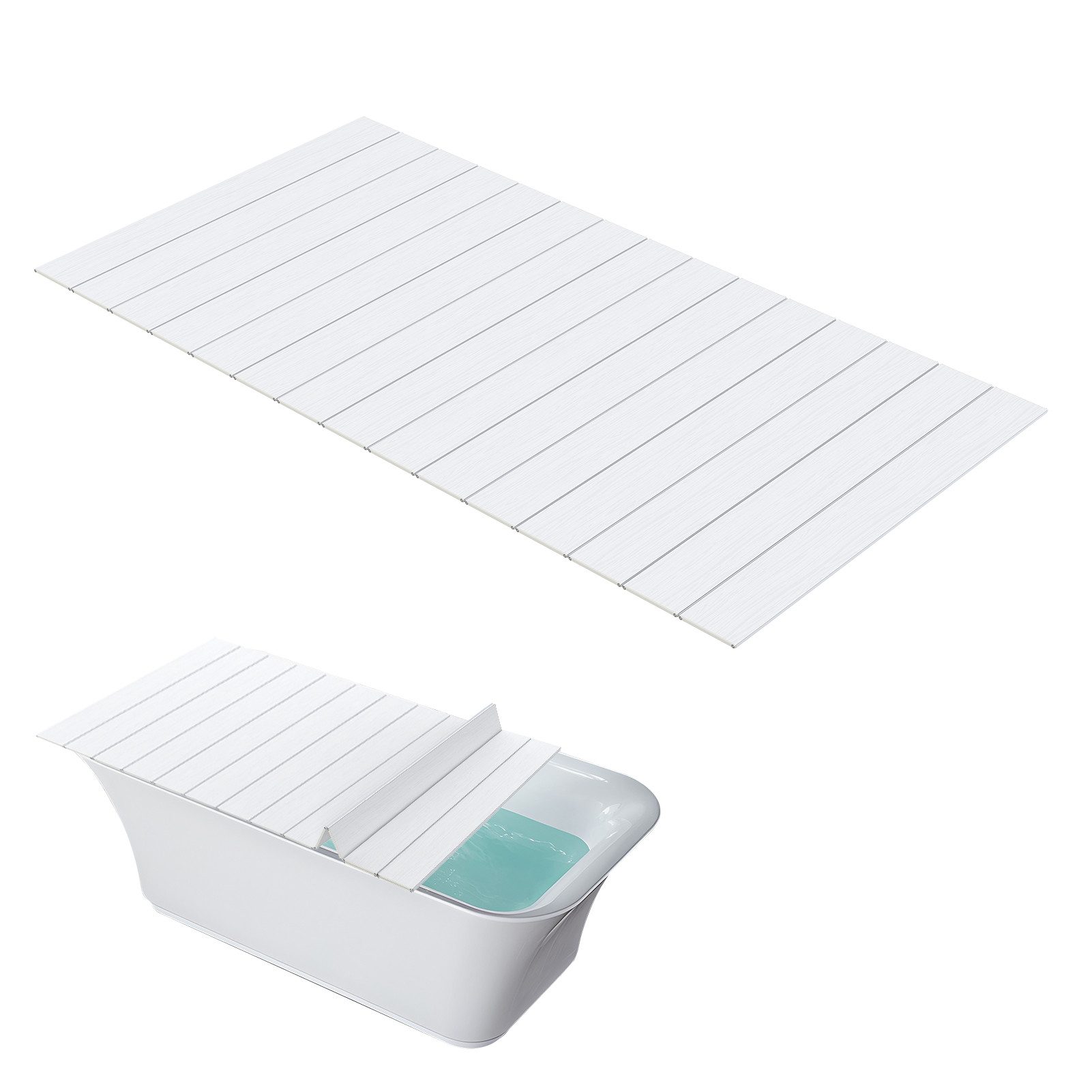 Rutaqian Badewannenablage Badewannenablage PVC, faltbares Badewannenbrett mit Tablet Halter, Badewannen Tablett mit Wärmeisolierung für Buch, Handy und Getränke