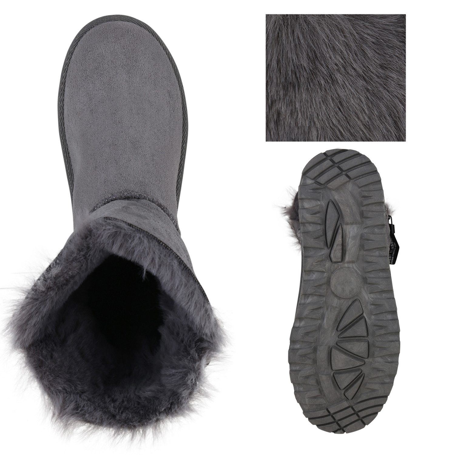VAN HILL 839666 Winterstiefelette Damen Warm Gefütterte Winter Boots Stiefeletten Kunstfell