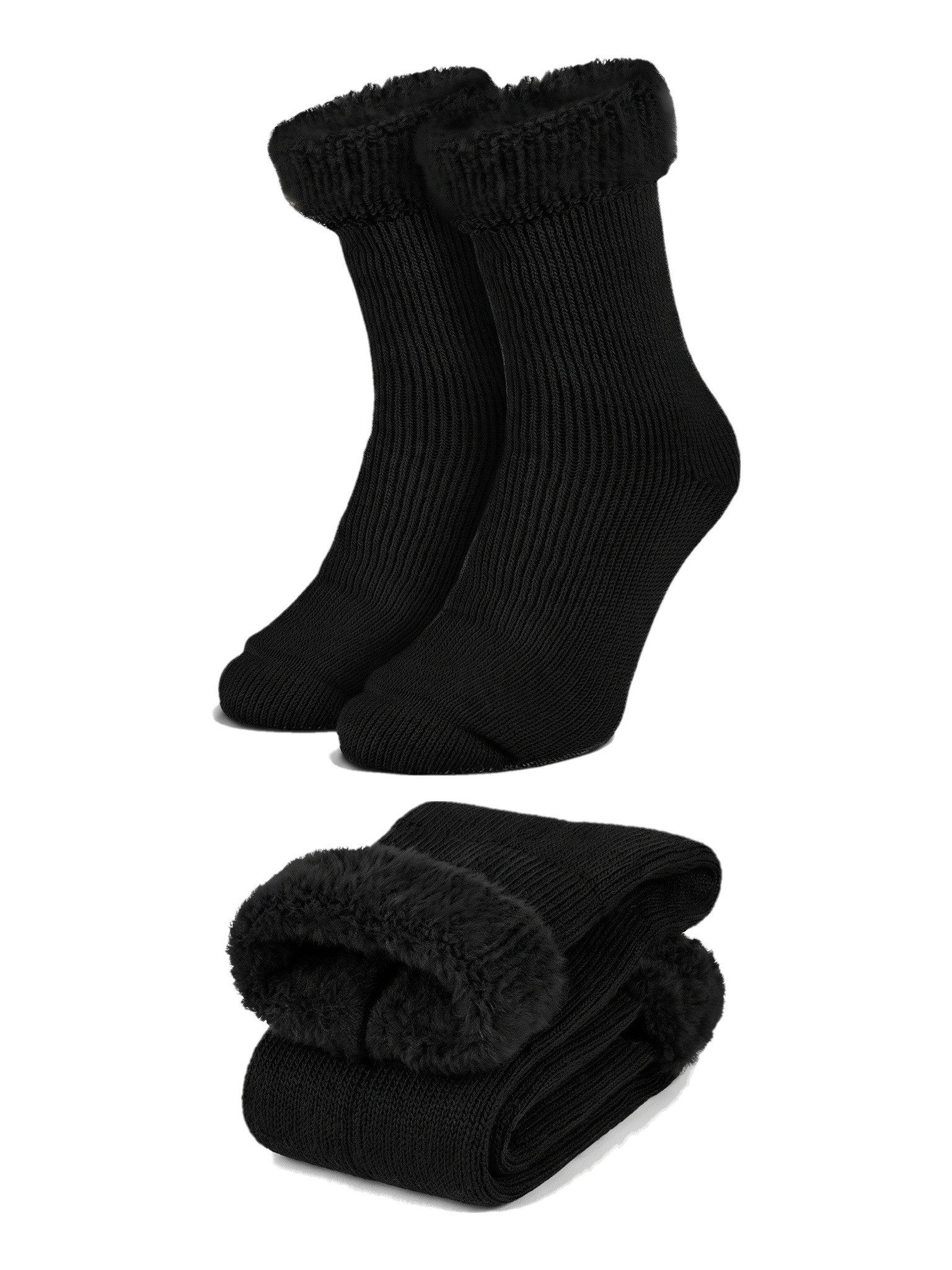 Black Snake Kuschelsocken Weiche Plüschsocken für Damen und Herren als warme Haussocken zuhause (Socken-Set, 2-Paar, Schwarz 41/47) Mit hohem TOG-Wert 2.3 ideal als Bettsocken und Wärmeschicht im Winter