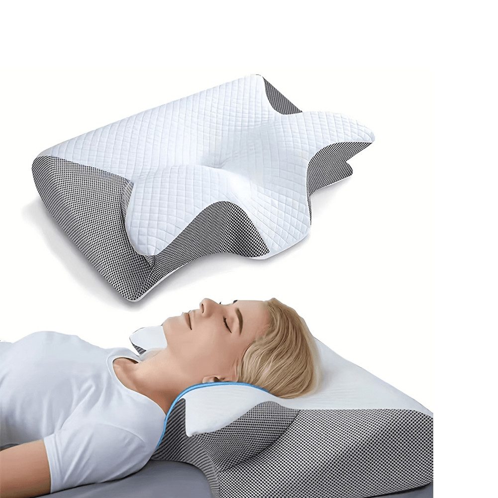 FANNOU Kopfkissen Nackenkissen 2 in 1 Memory Foam Kissen, Stressabbau, Zwei Höhen, Mittelfest, Waschbarer Kissenbezug