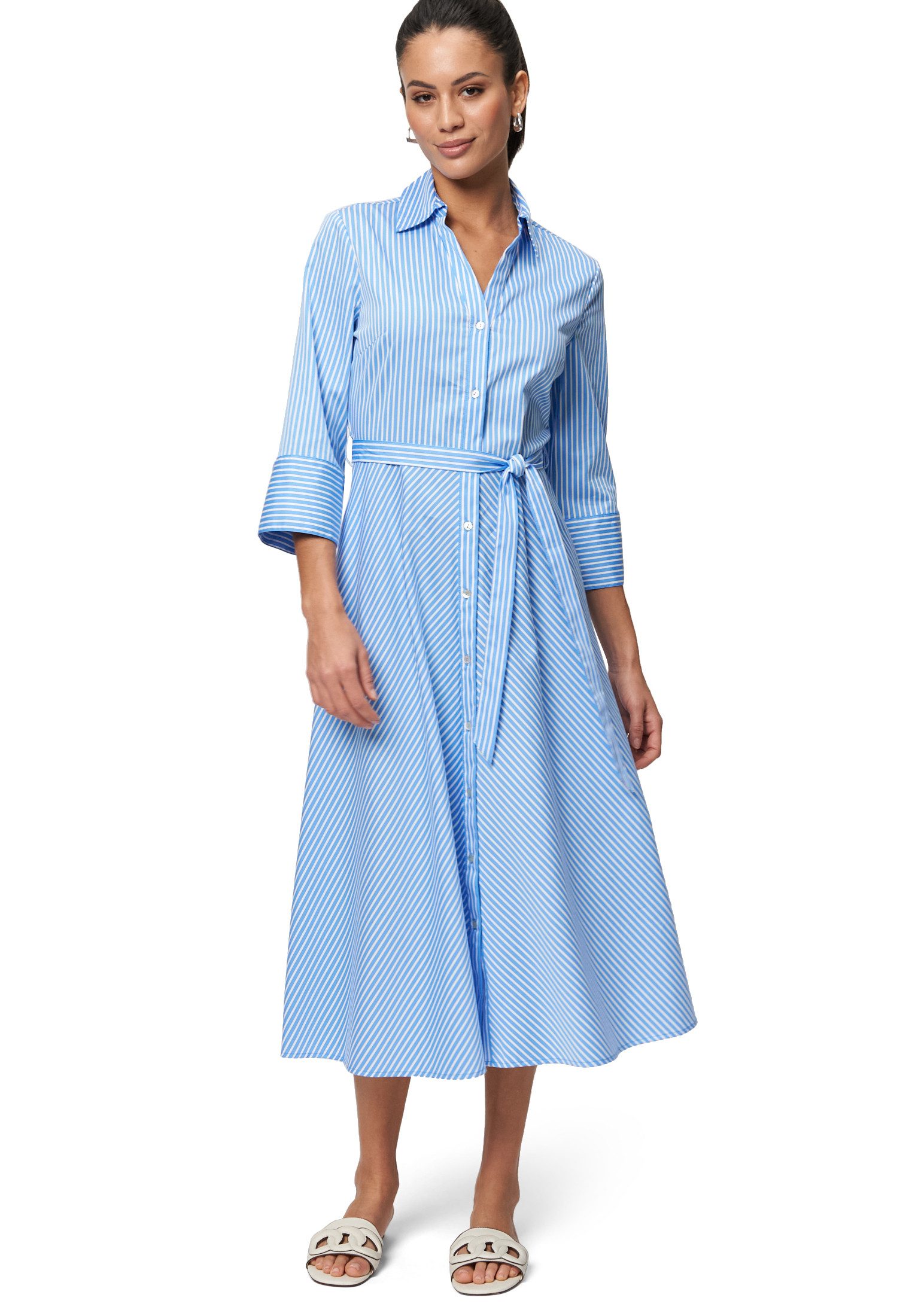 Zero Midikleid zero Midikleid mit Bindegürtel Knopfleiste