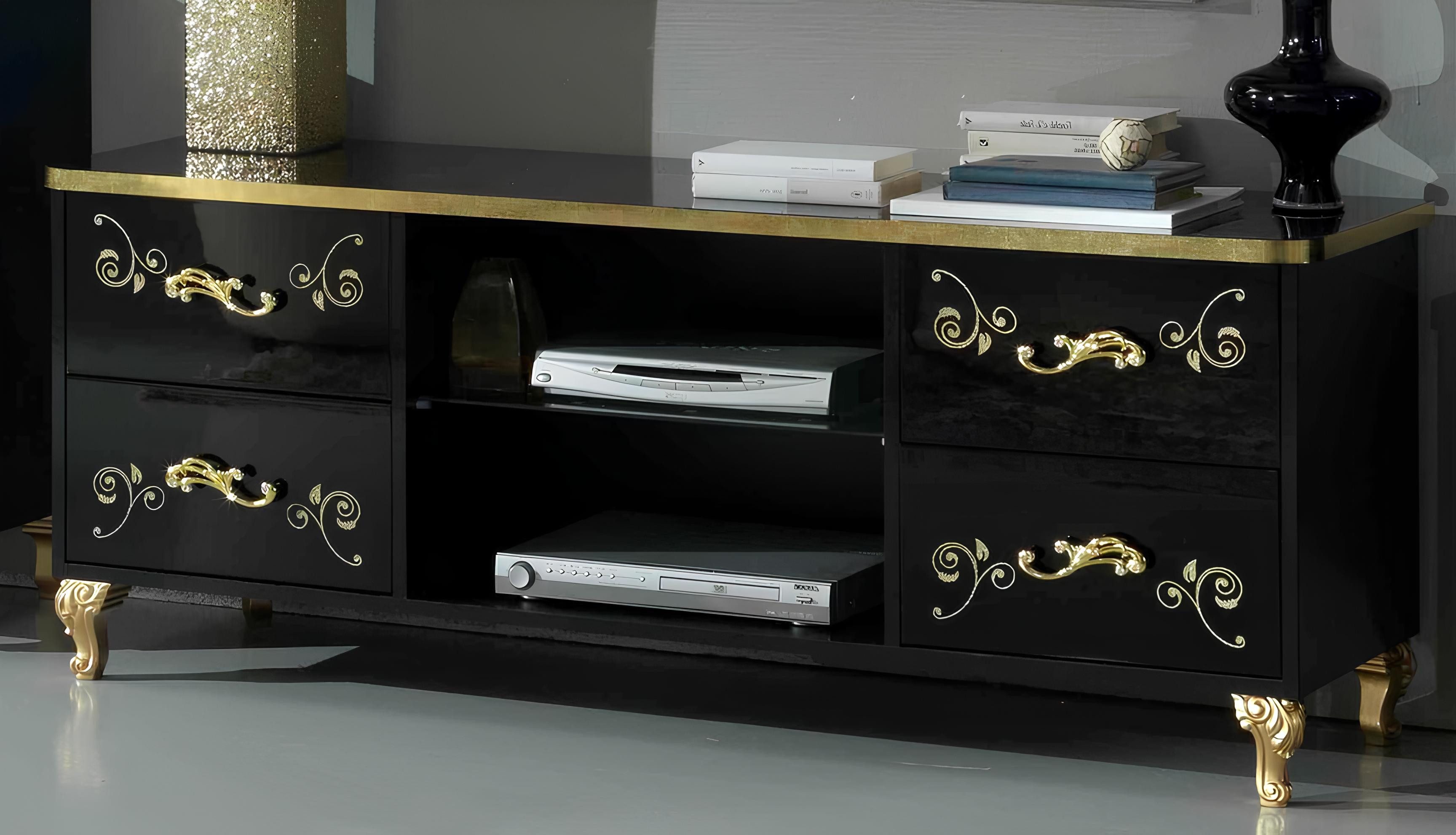 Sideboard Designer TV Lowboard in Schwarz, elegantes italienisches Design