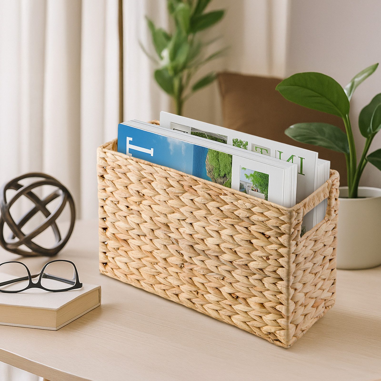 Youyijia Wäschekorb Handgewebter, schmaler Aufbewahrungskorb 39 × 14 × 24,7 cm Wäschekorb – Bild 2 von 5