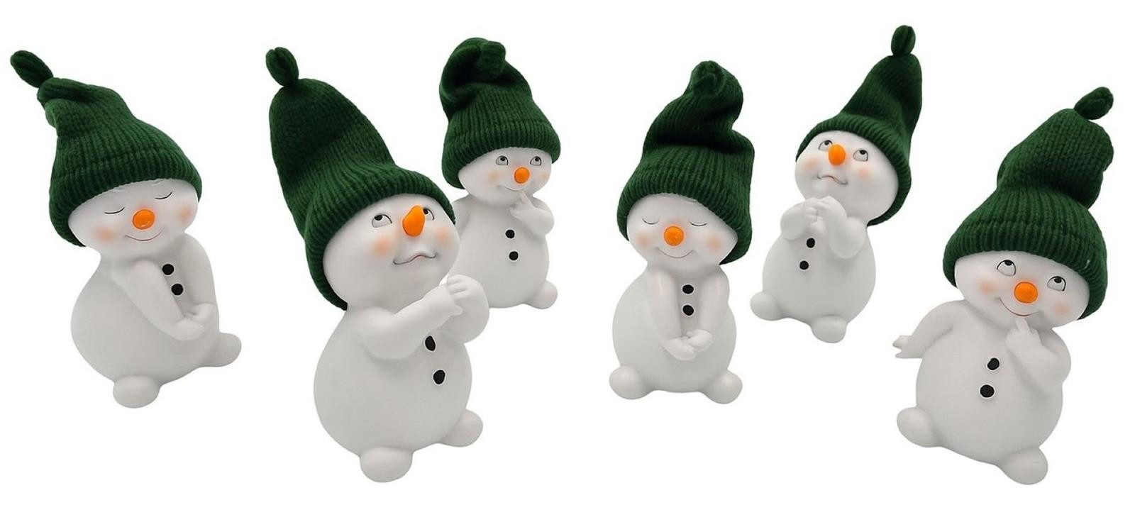 Geschenkestadl Schneemann 6 Stück Schneemann Фігурки Strickmütze 12cm Winterdeko mehrere Кольора(ів)