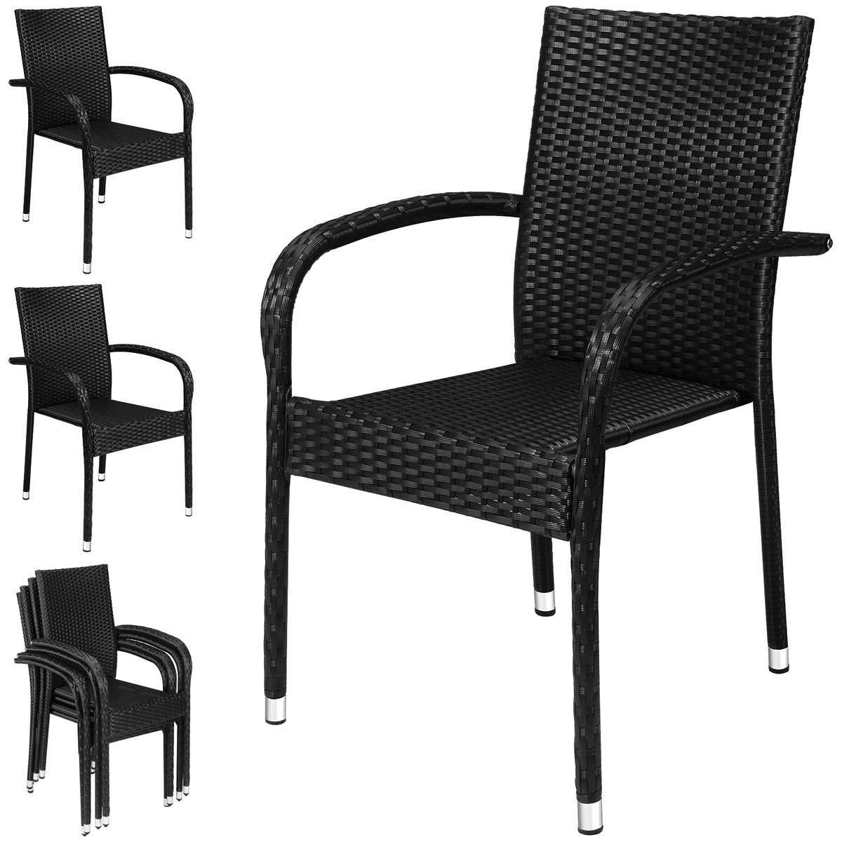 Casaria Gartenstuhl, Witterungsbeständig, MODELL 4er Set