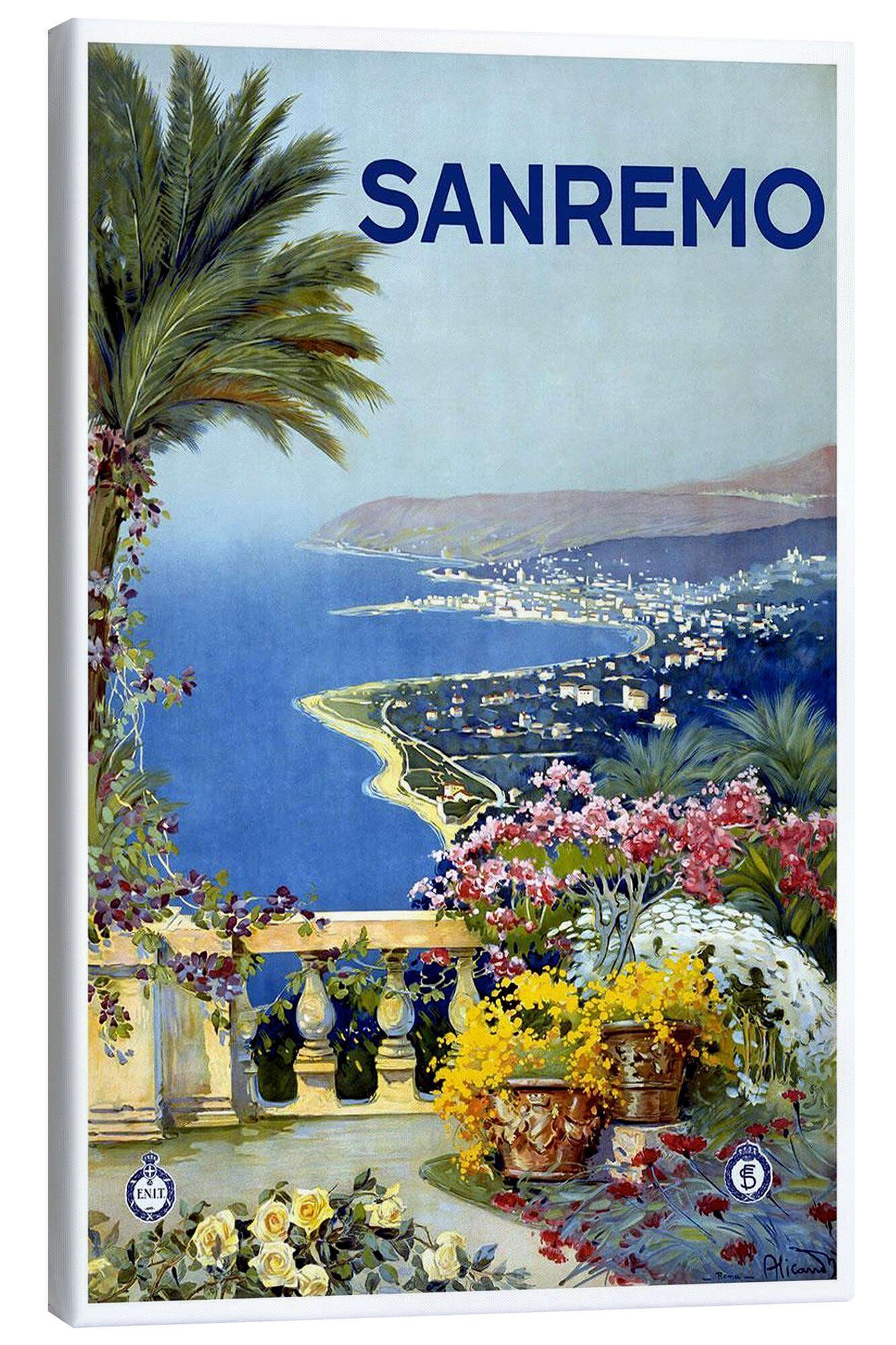 Posterlounge Wandbild Italien - Sanremo, Vintage Travel Collection, erhältlich als Poster, Leinwandbild, Wandsticker oder Acrylglasbild