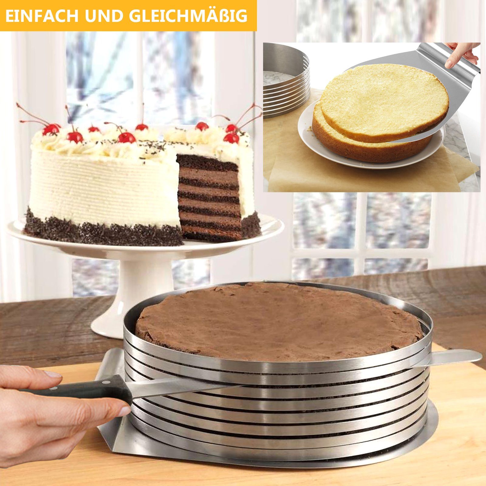 Gimisgu Tortenbodenteiler Torten Set Tortenbodenteiler für Schneidhilfe 4tlg Küche 23-30cm