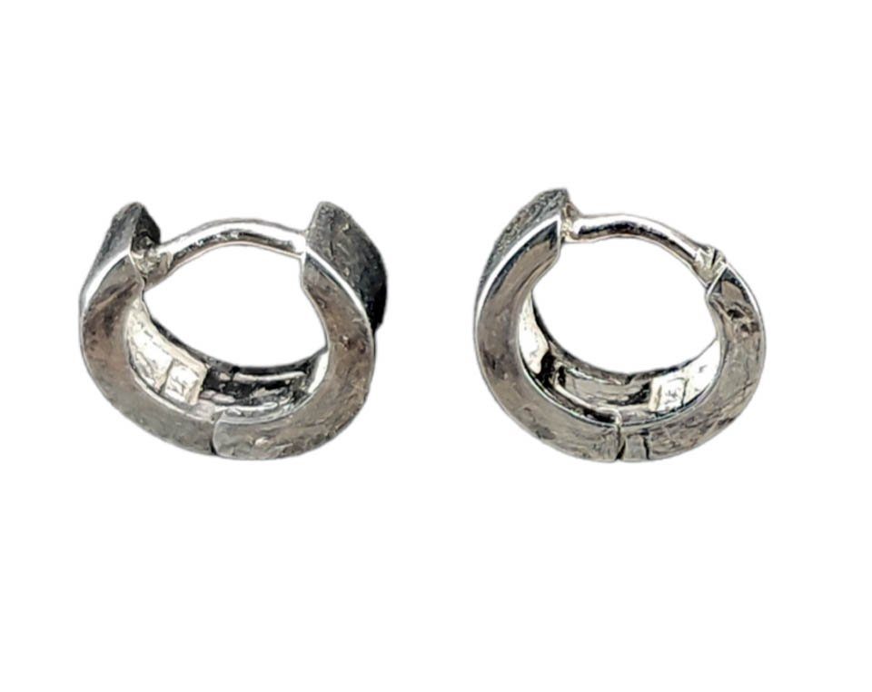 Kiss of Leather Ohrring-Set Klappcreole 11mm 925 Silber Kreolen Ohrringe Ohr Paarpreis Sterling