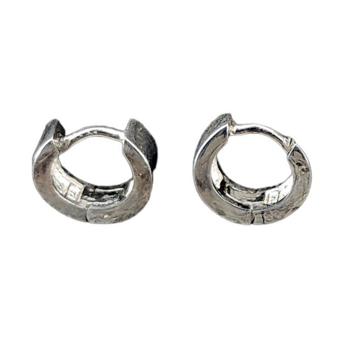 Kiss of Leather Ohrring-Set Klappcreole 11mm 925 Silber Kreolen Ohrringe Ohr Paarpreis Sterling