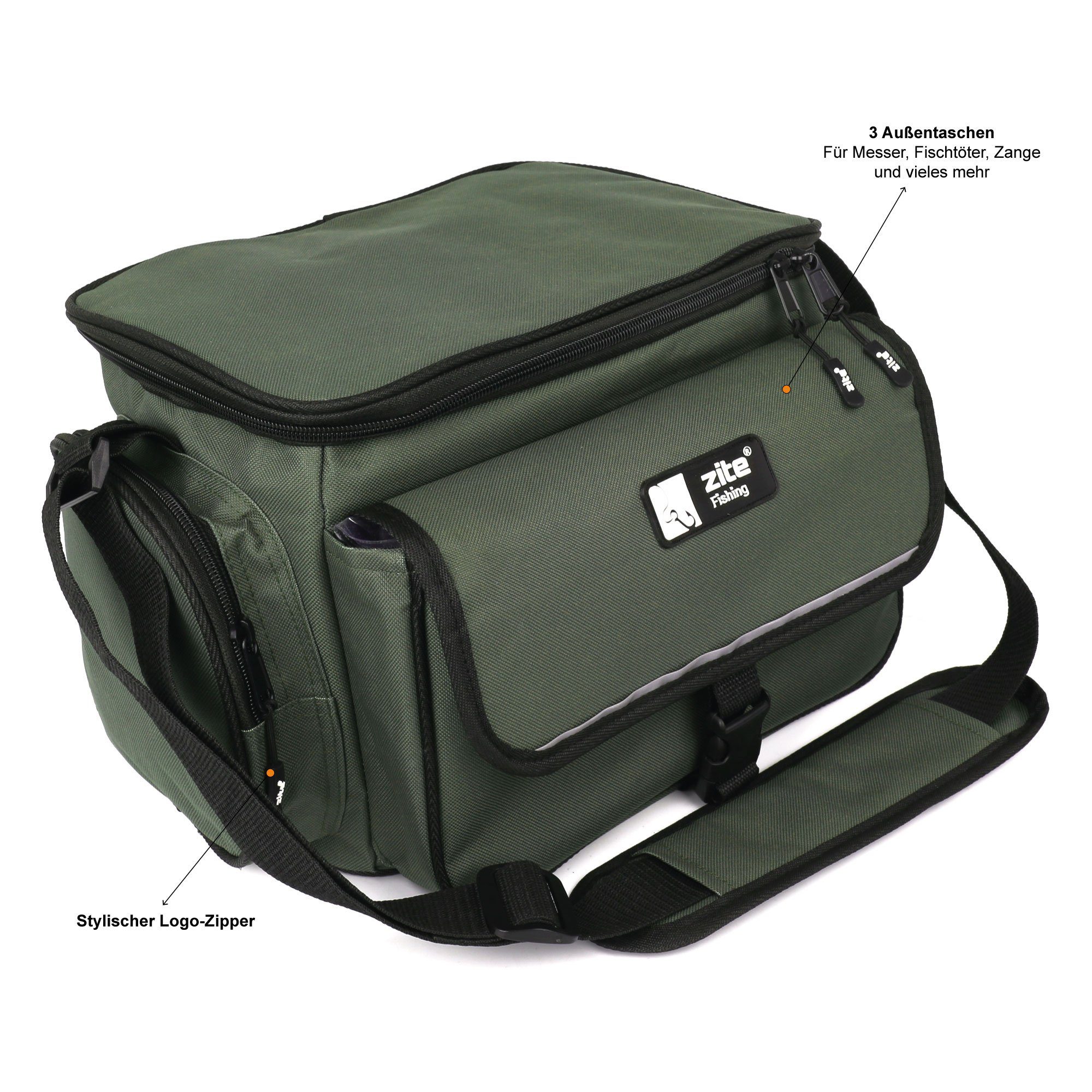 Zite Schultertasche mit 4 Boxen 35x22x20cm als Angeltasche mit Tragegurt