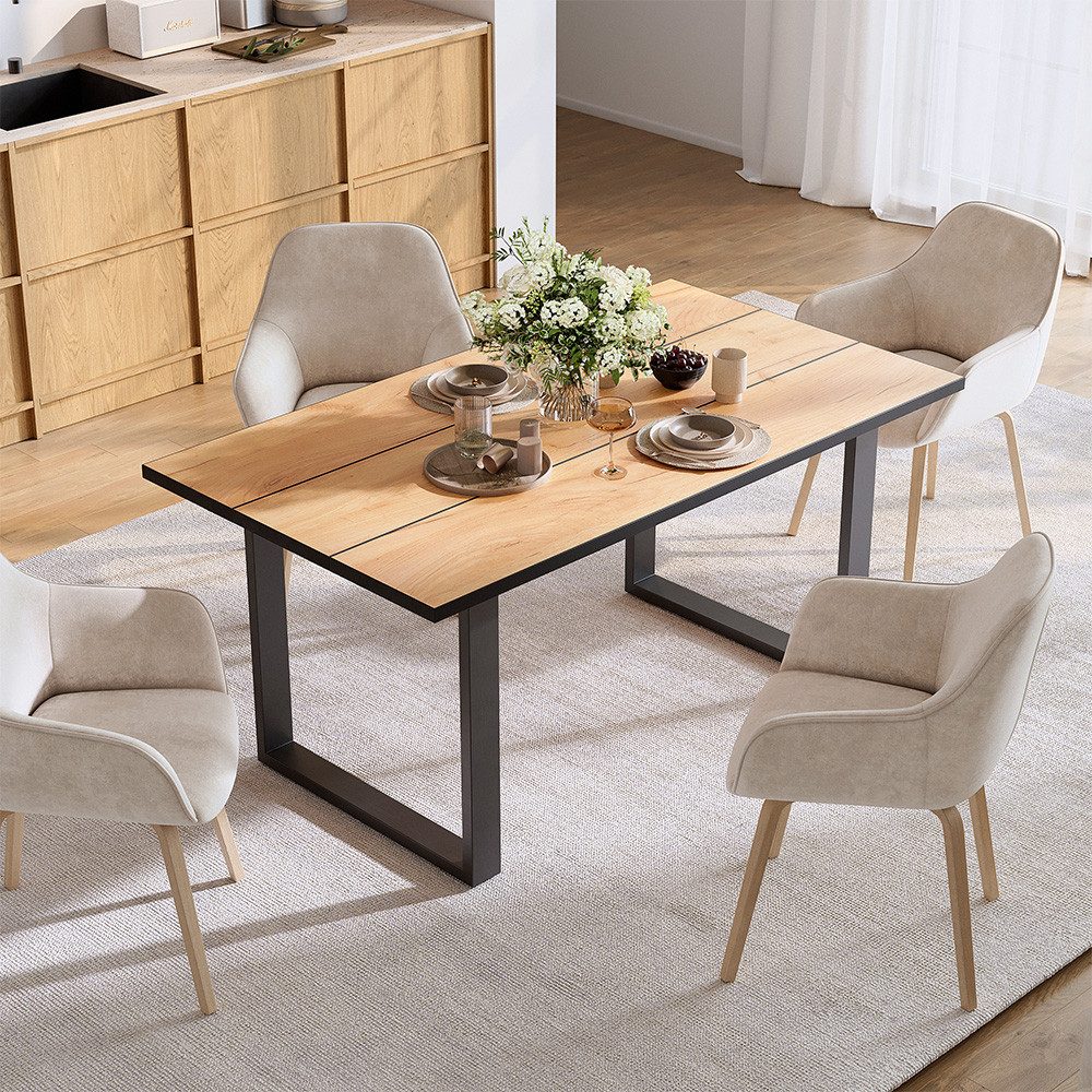 Vicco Esstisch Avido, Goldkraft Eiche/Schwarz, 160 x 90 cm (1-St)