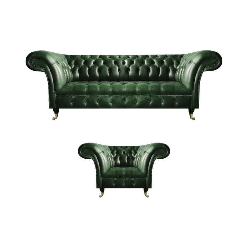JVmoebel Chesterfield-Sofa Luxus Design Einrichtung Sessel Sofagarnitur Sofa Dreisitze Couch, 2 Teile, Made in Europa