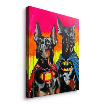 DOTCOMCANVAS® Leinwandbild Hero Dogs, Leinwandbild Batman Superman Hero Dogs Comic Pop Art Druck Wandbild