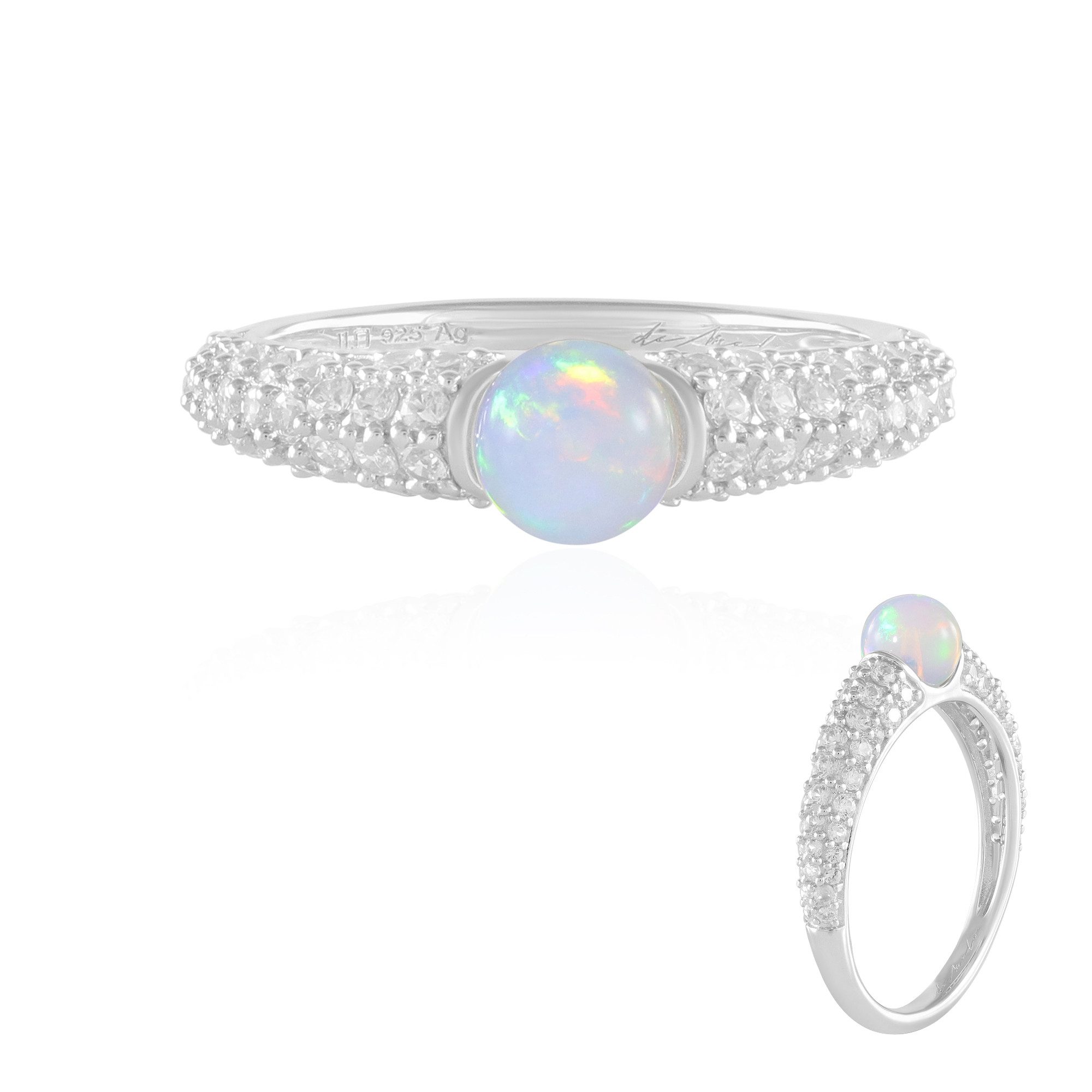 Cavill Silberring Welo Opalring 925 Silber platinbeschichtet mit 0,74 ct Opal & Zirkon (1-tlg)