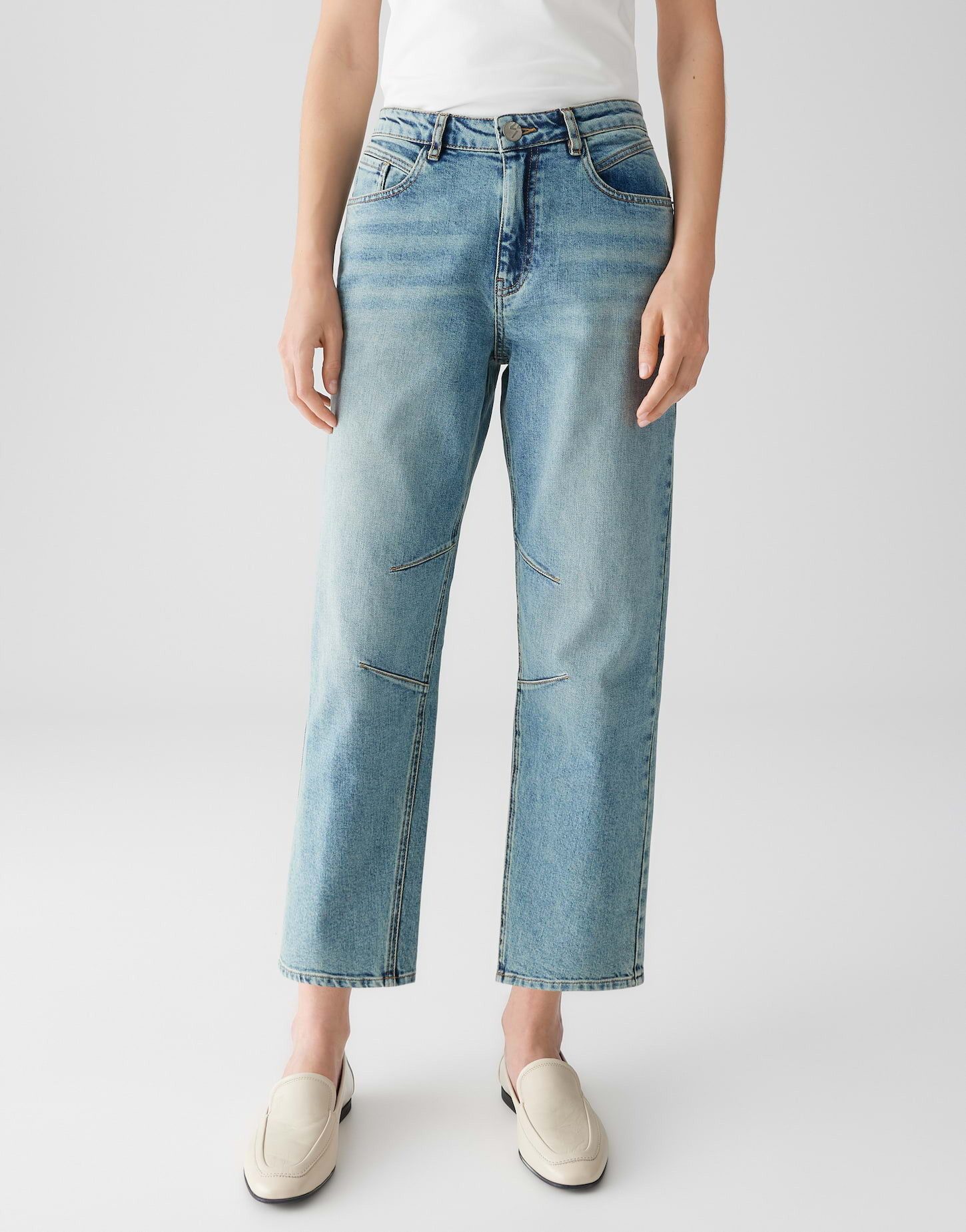 OPUS Relax-fit-Jeans LISSIE CITY aus Denim® Mid Rise Tapered Fit, Cropped, leichte Used-Effekte