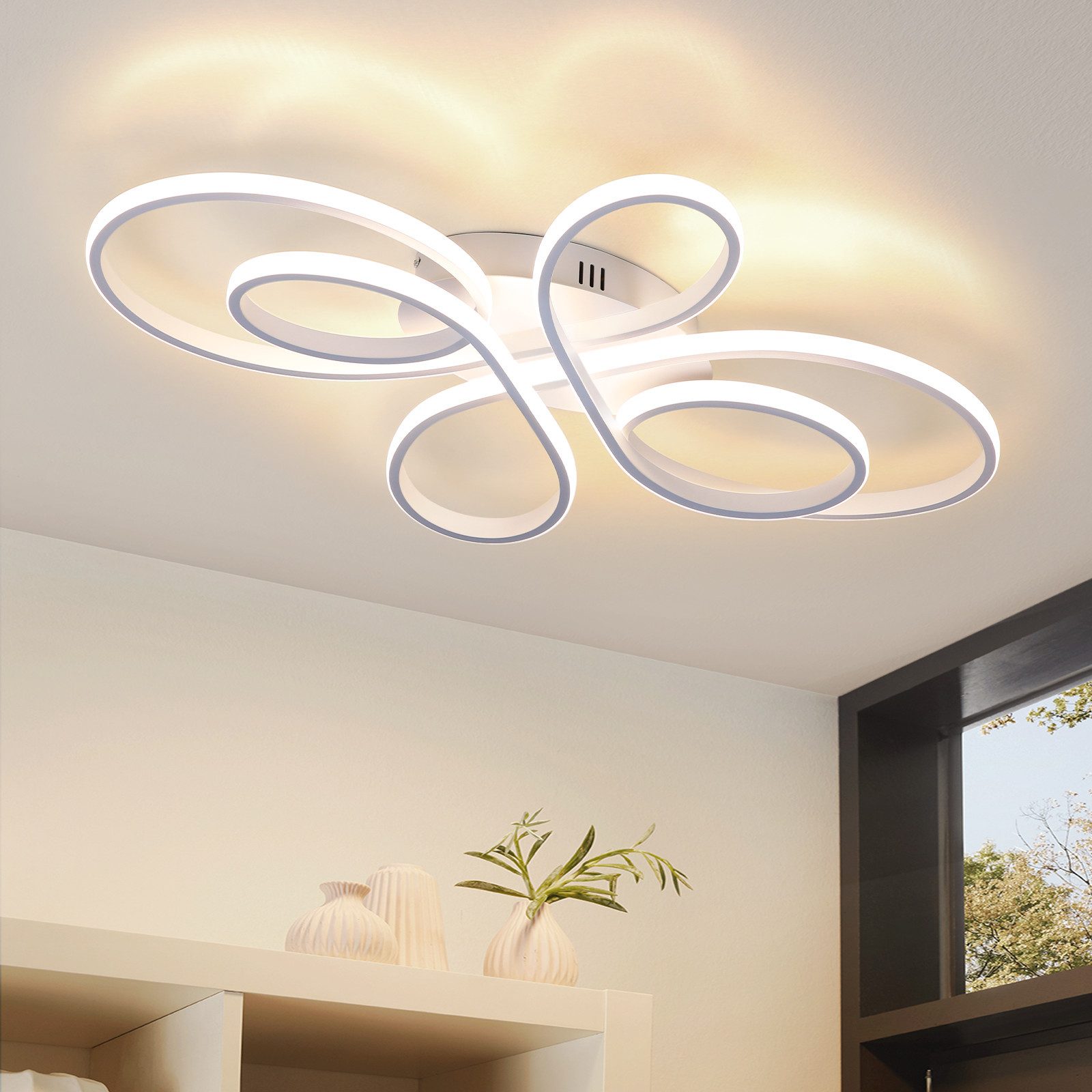 Nettlife LED Deckenleuchte Schwarz Dimmbar Wohnzimmer 65W Modern 40/66/80/1 günstig online kaufen