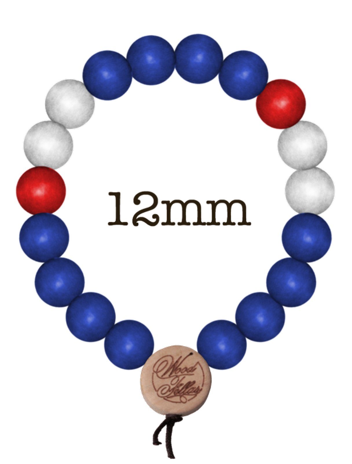 Armband Pearl mit Holzanhänger Blau/Rot/Weiß FELLAS Deluxe Armband WOOD stylisches Bracelet FELLAS WOOD Holz-Perlen Arm-Schmuck