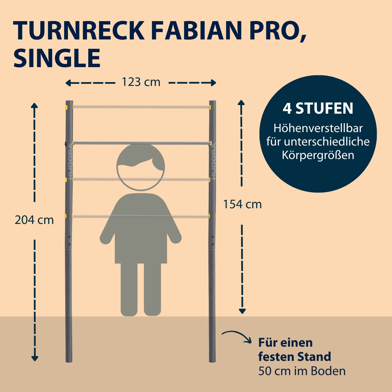 Hudora Turnreck Fabian Pro, inkl. Befestigungsmaterial für Aufbau im Beton, höhenverstellbar