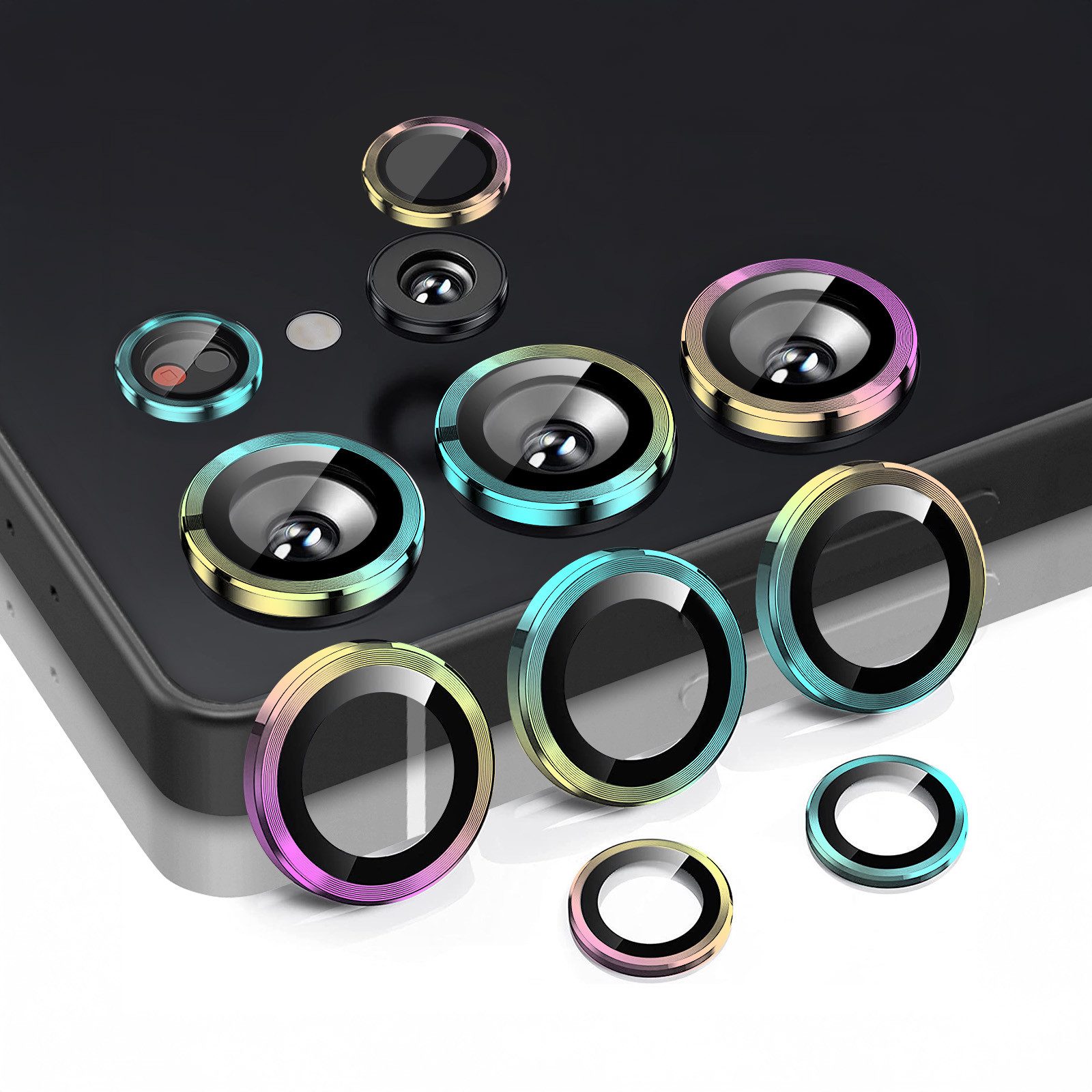 Tec-Expert Kameraschutzglas 9H Kameraglas Set in Regenbogenfarben für Samsung Galaxy S25 Ultra für Samsung Galaxy S25 Ultra, Linsenschutzglas Set, 1 Stück, Kameraschutz, Schutzglas, Linsenschutz, kratz- & stoßfest