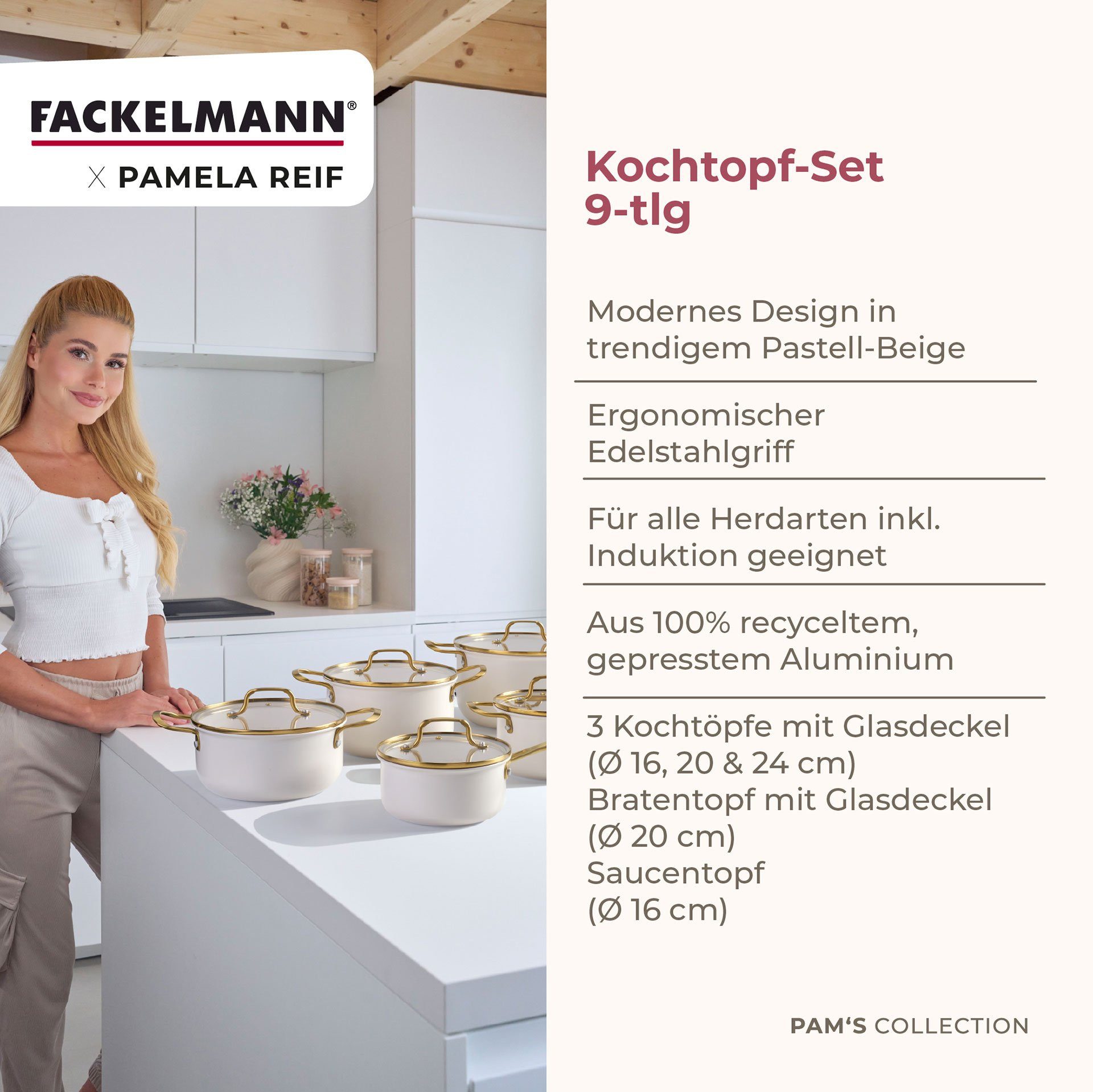 FACKELMANN Topf-Set Kochgeschirr, Aluminium-Töpfe, Keramikbeschichtung