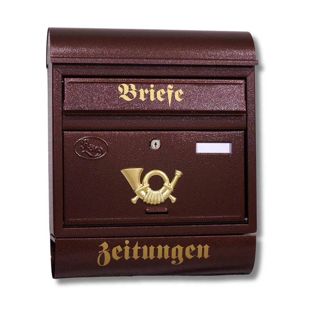 Pioniers Verkauf Briefkasten Wandbriefkasten Runddach mit Zeitungsfach 44,5 x 36 x 13,5 cm T8