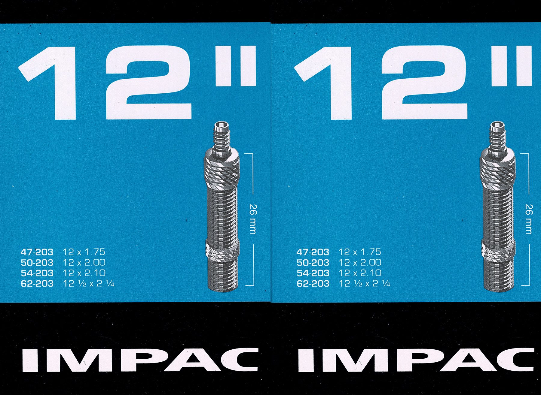 Impac Fahrradschlauch 2x Impac 12 Zoll DV Schlauch Dunlop Blitz Fahrrad Ventil 47 - 62 203, (2-St)