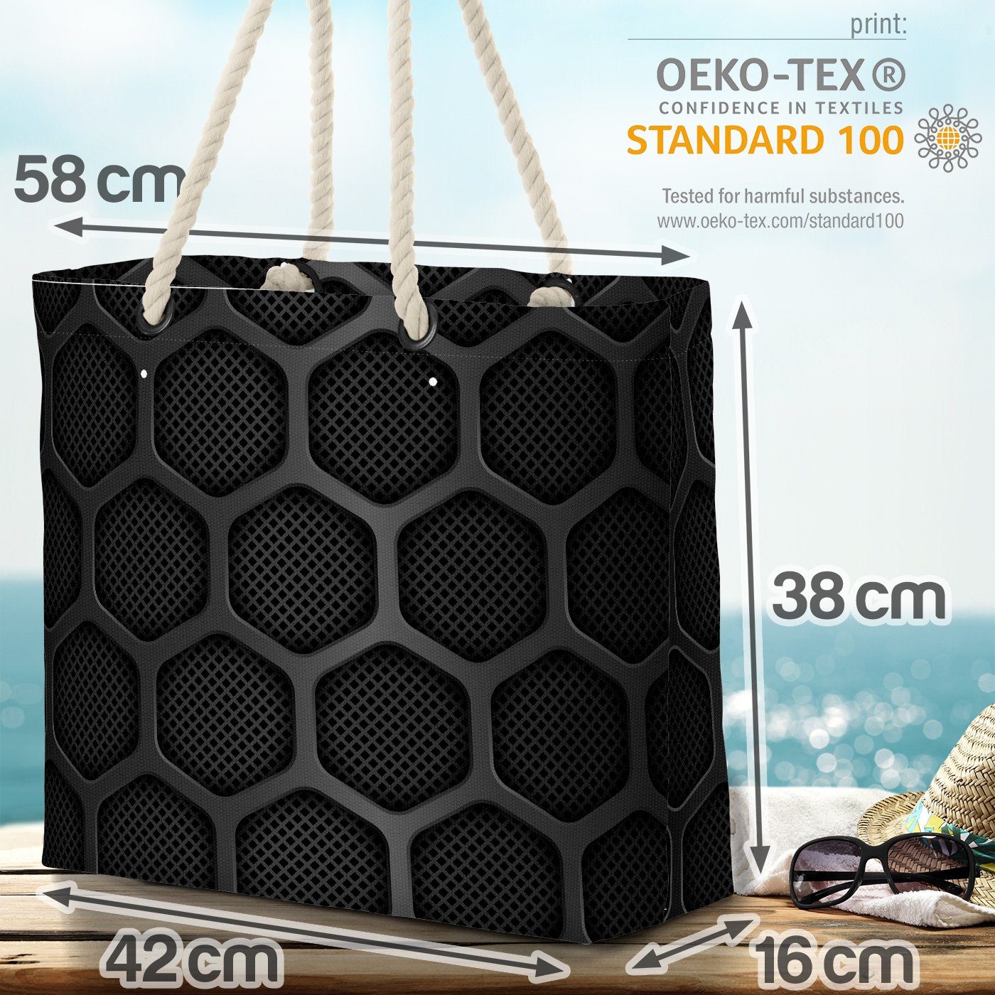 VOID Strandtasche (1-tlg), grill Motor Computer Boxen stahl Muster Cyborg Bag Beach Design Lautsprecher