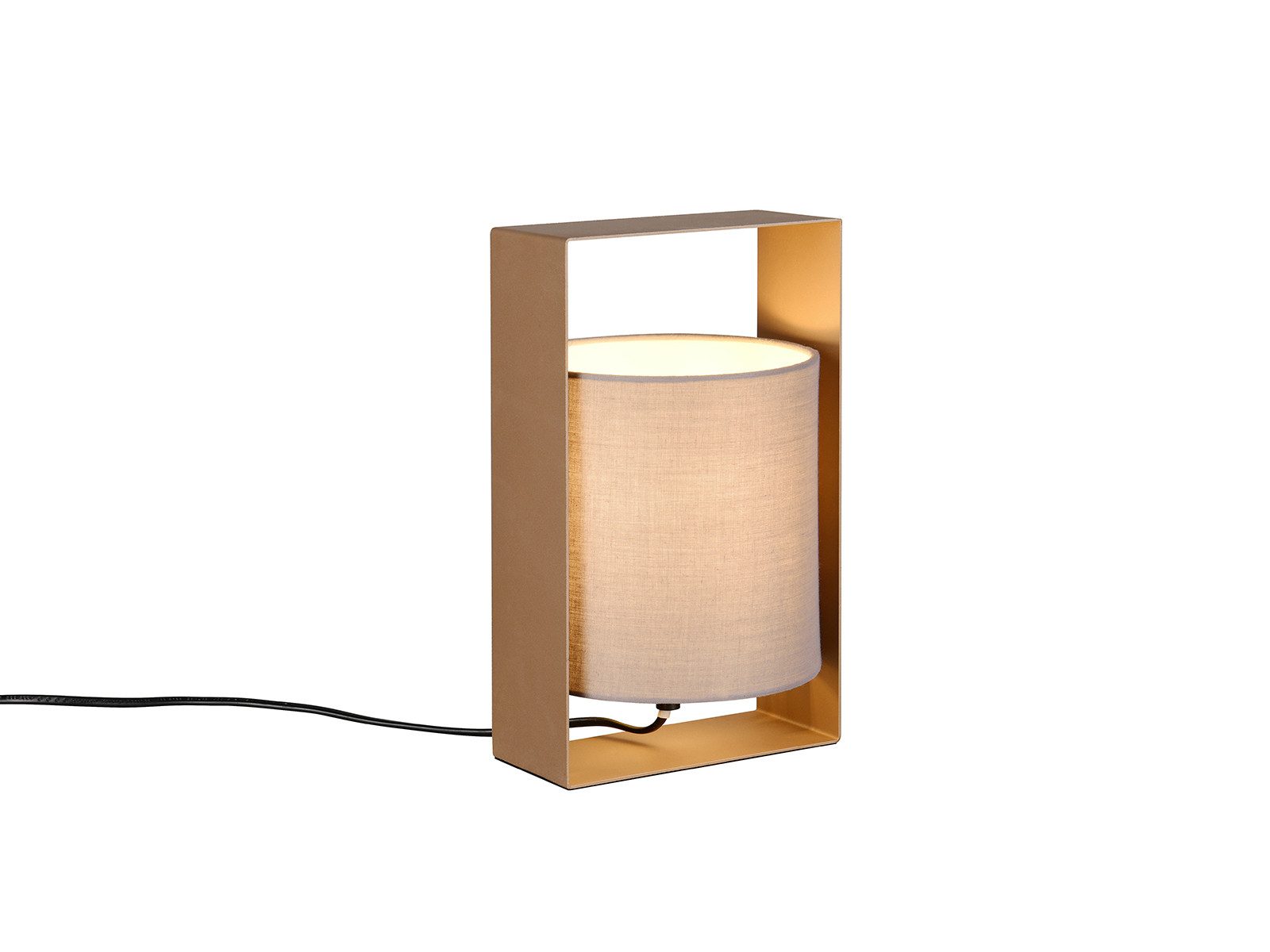 Reality Leuchten LED Nachttischlampe, Dimmfunktion, LED wechselbar, Warmweiß, ausgefallene Fensterbank Tisch-Lampe mit Metall & Stoffschirm, H: 27cm