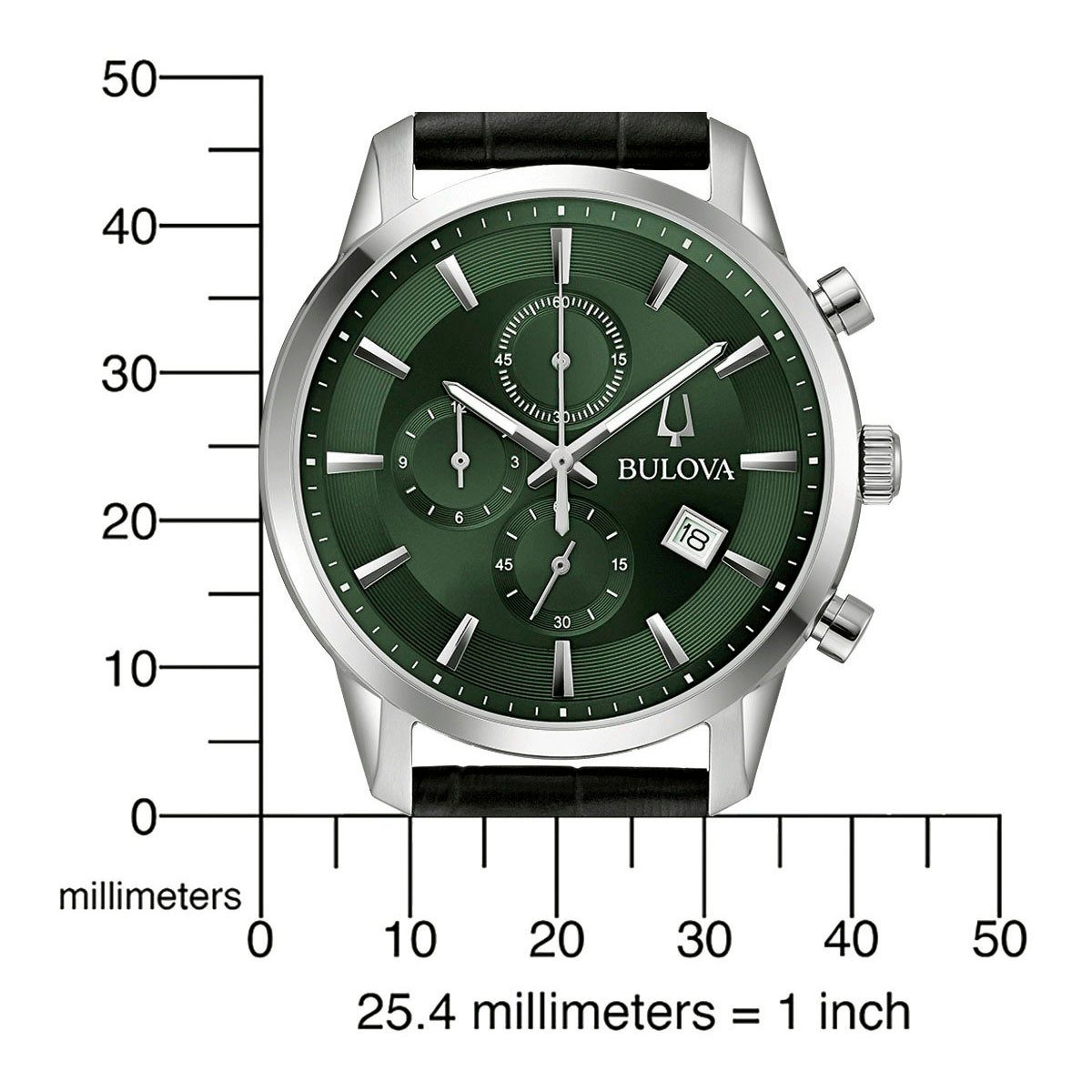 Bulova Chronograph 96B413, Armbanduhr, Quarzuhr, Herrenuhr, Damenuhr, Lederarmband, Datum