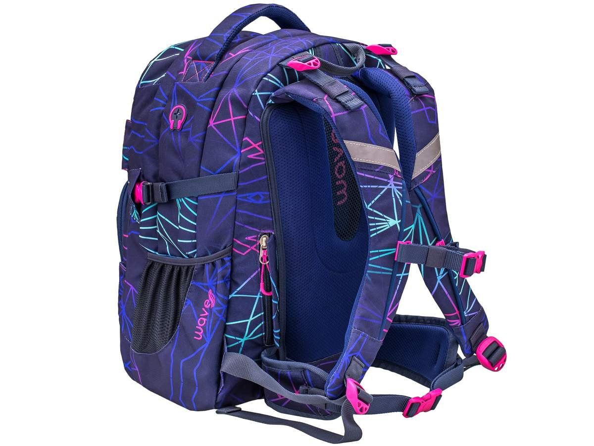 Infinity, Schultasche, 5. ab weiterführende purple Wave für Schule, Klasse, Mädchen Stripes Schulrucksack