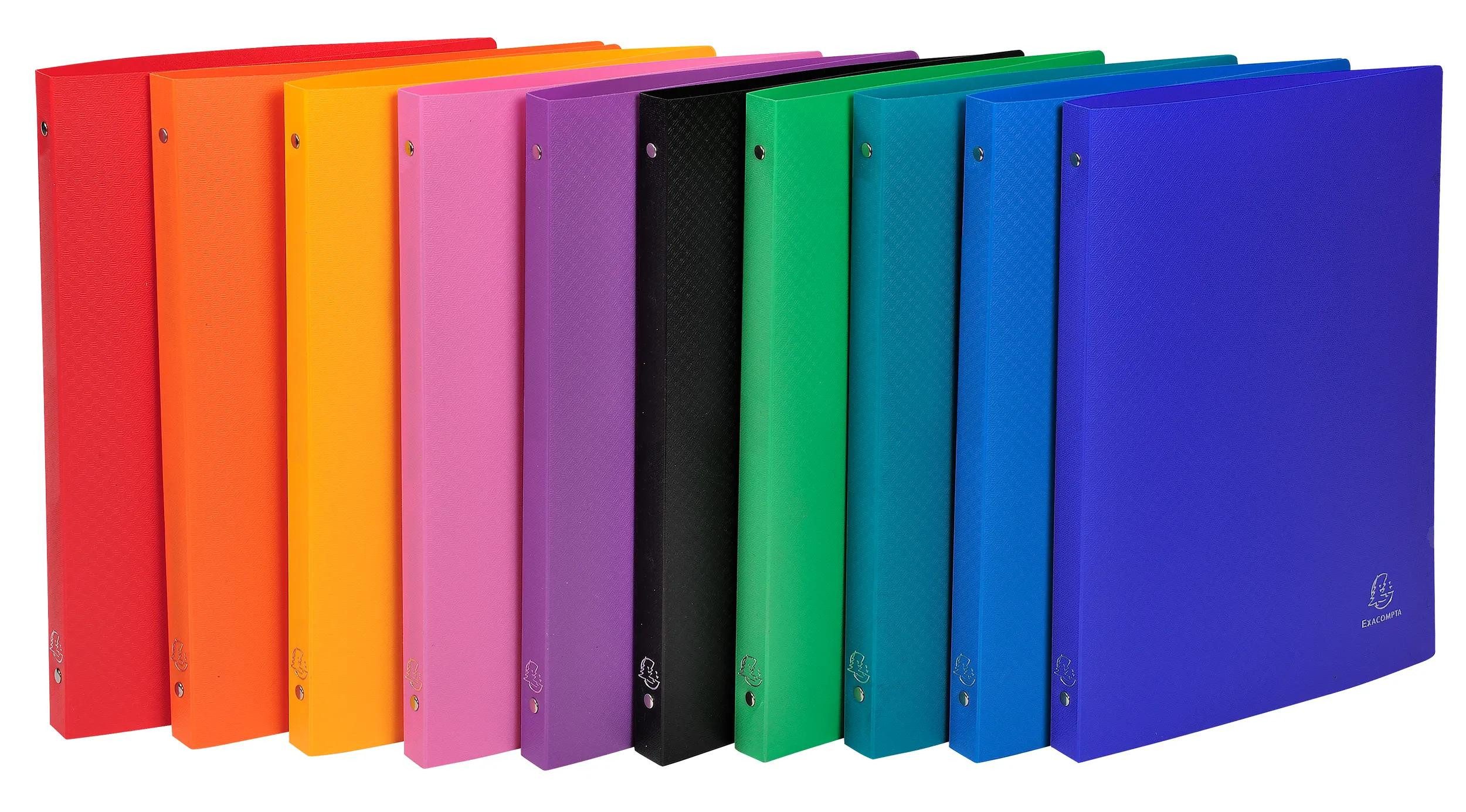 EXACOMPTA Ringbuchmappe 10x Ringbuch PP 500µ 4 Ringen Rücken 20mm A4 sortiert 511999E, PP Ringbücher