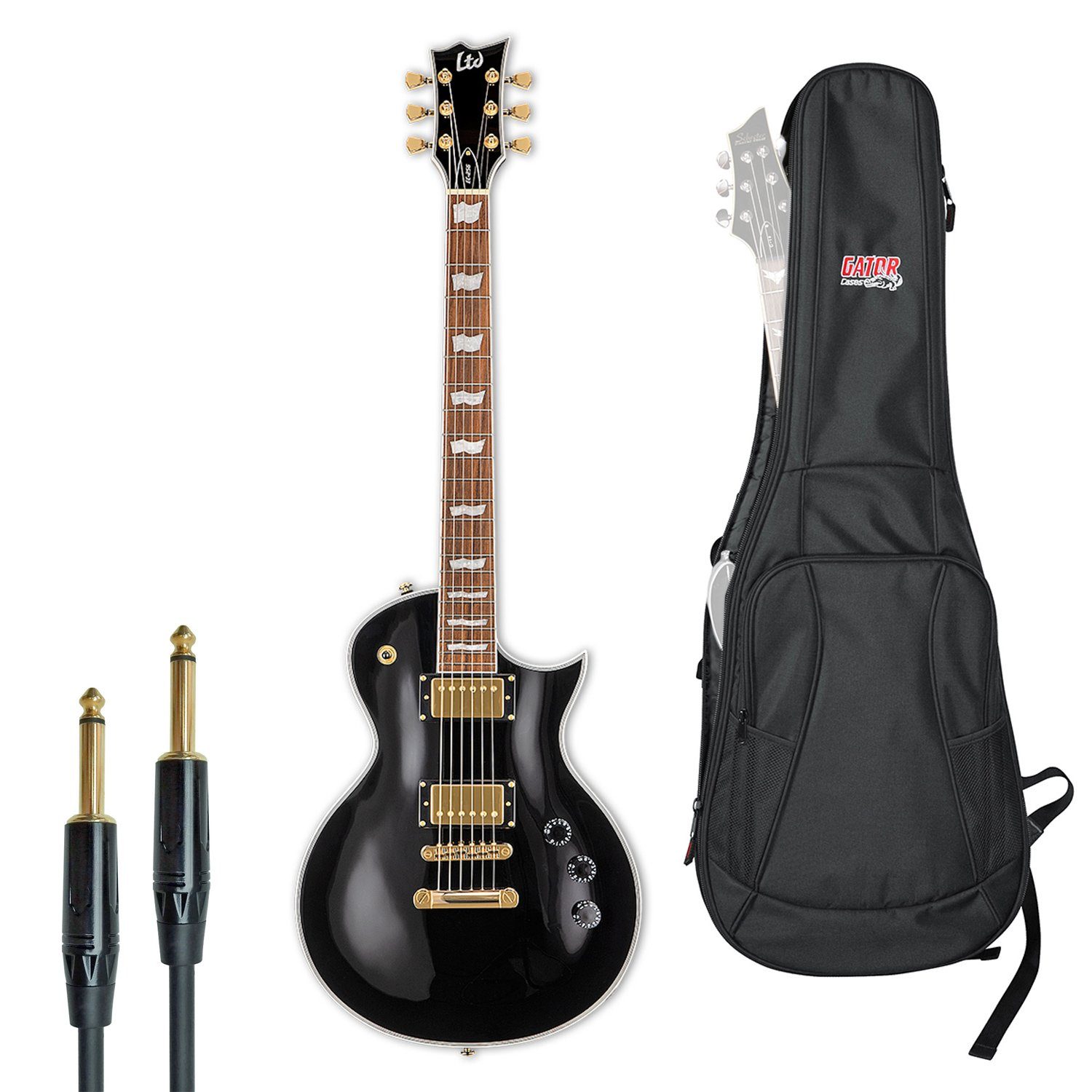 E-Gitarre ESP LTD EC-256BLK E-Gitarre mit Gator Tasche und Kabel