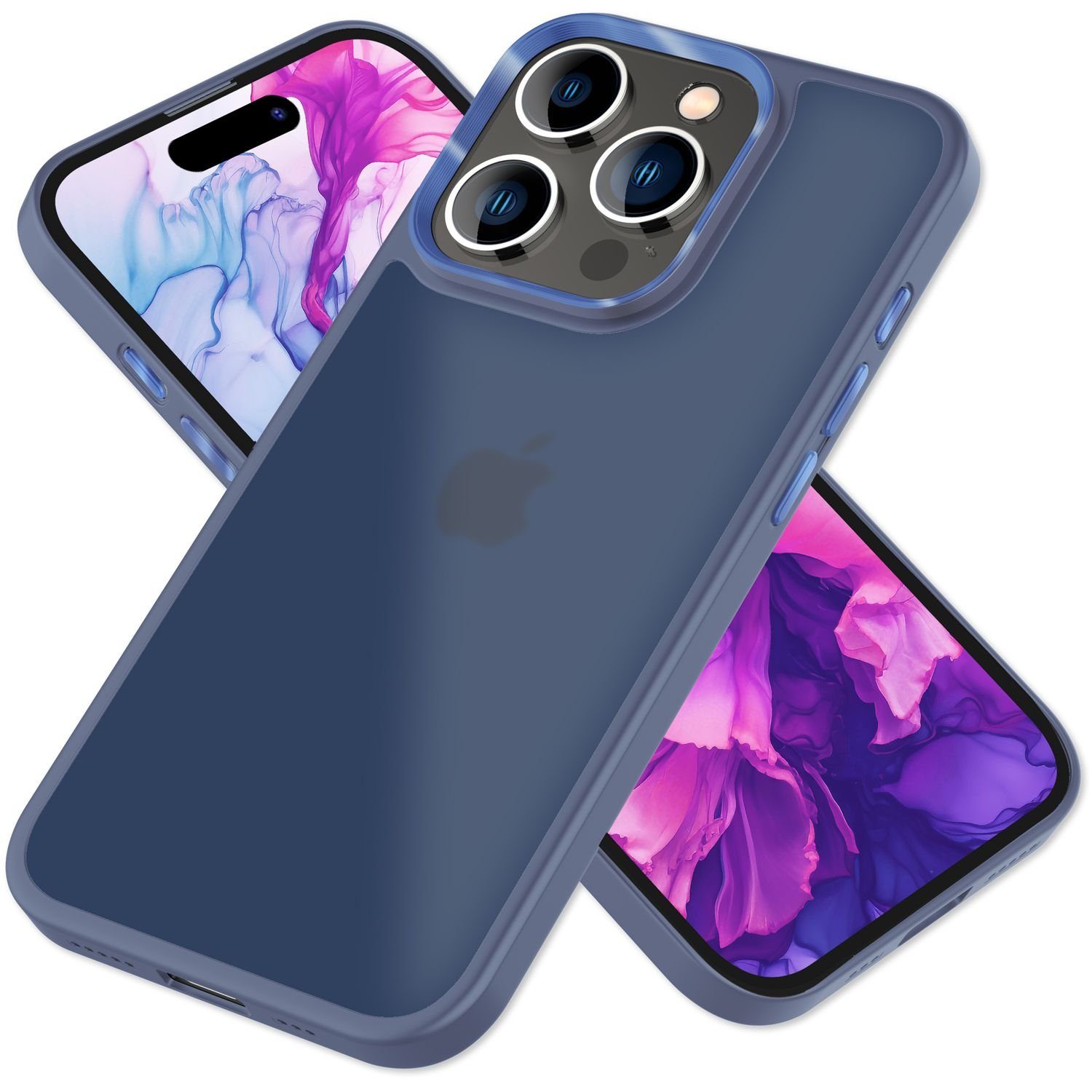 Nalia Smartphone-Hülle Apple iPhone 15 Pro Max 17 cm (6,7 Zoll), Hybrid Hülle / Semi-Transparent / Matt / Metallic Akzent / Anti-Schock