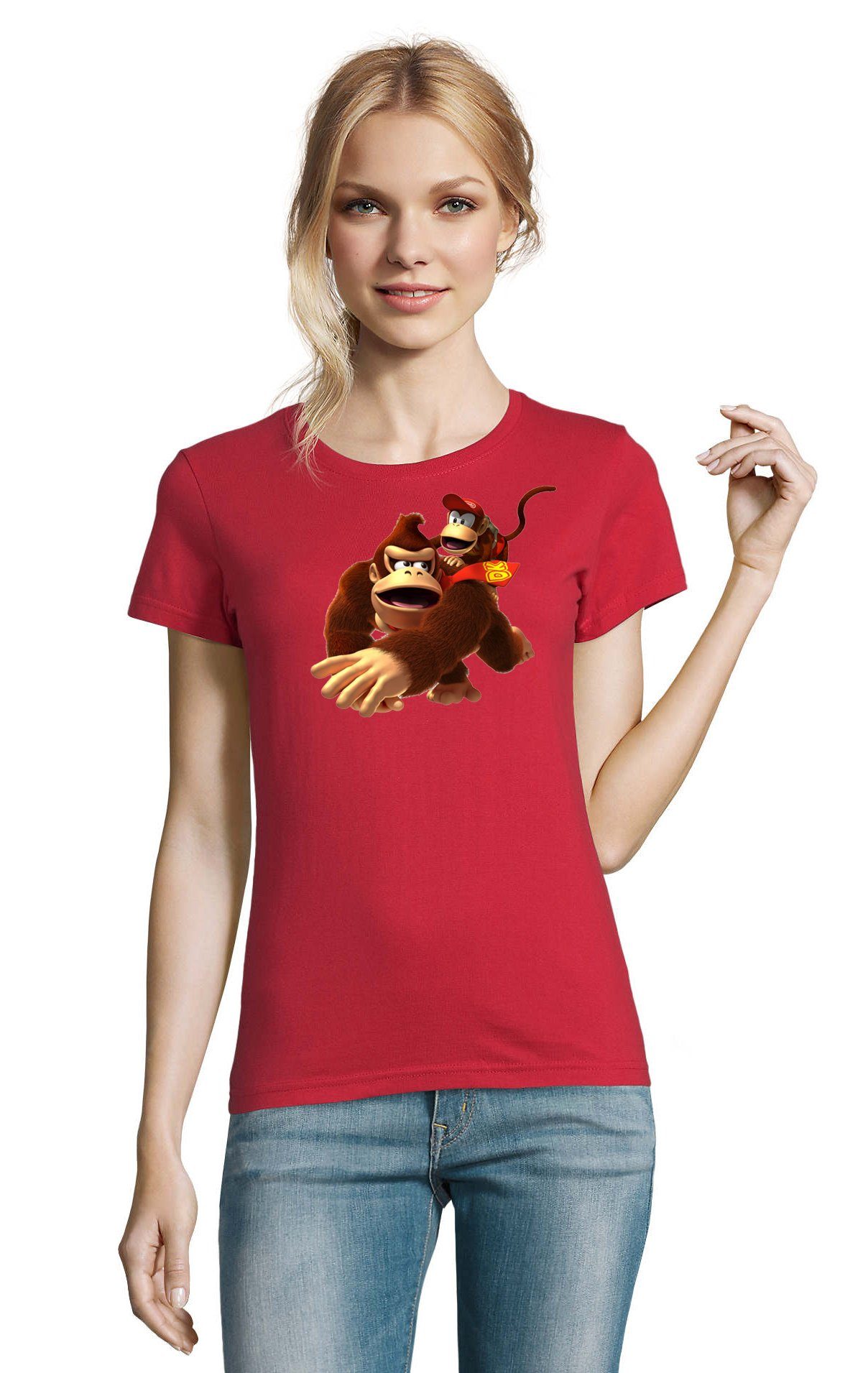 T-Shirt Damen Donkey Diddy Kong Spiele Konsole Nerd Super Retro