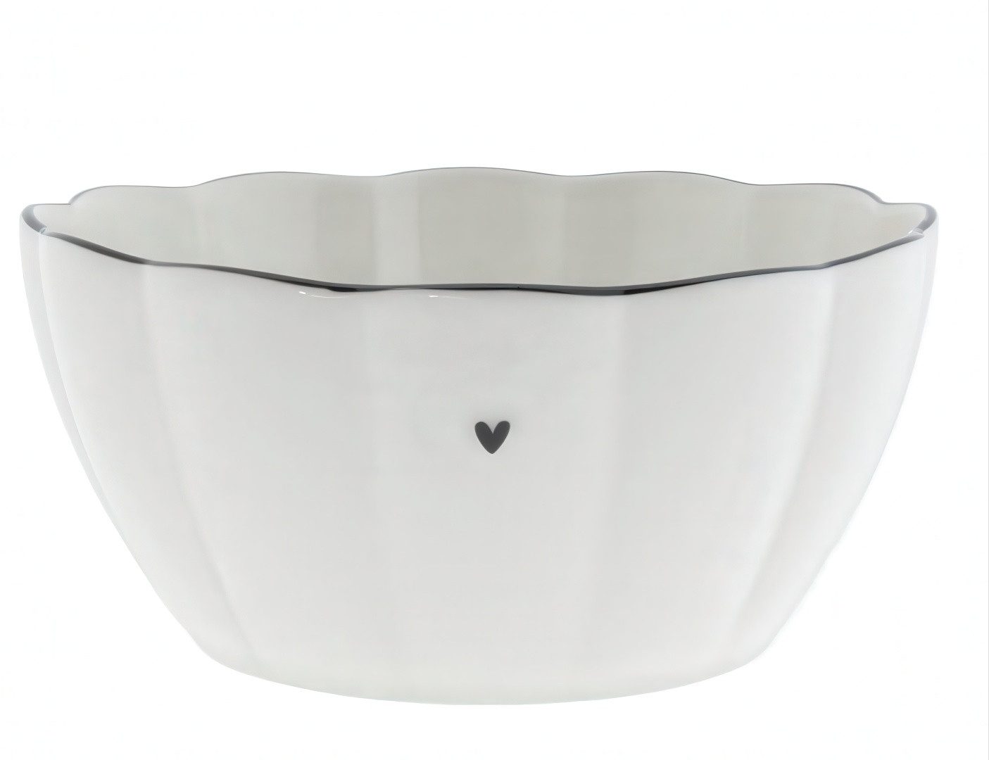 Bastion Collections Müslischale Ruffle Heart, Keramik, Spülmaschinengeeignet, Weiß, Motiv: Herzen