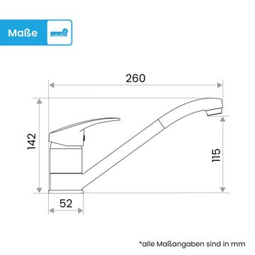 Bächlein Küchenarmatur Arado 360° schwenkbar - Spültischarmatur Keramikkartusche, Mischbatterie- Einhebelmischer